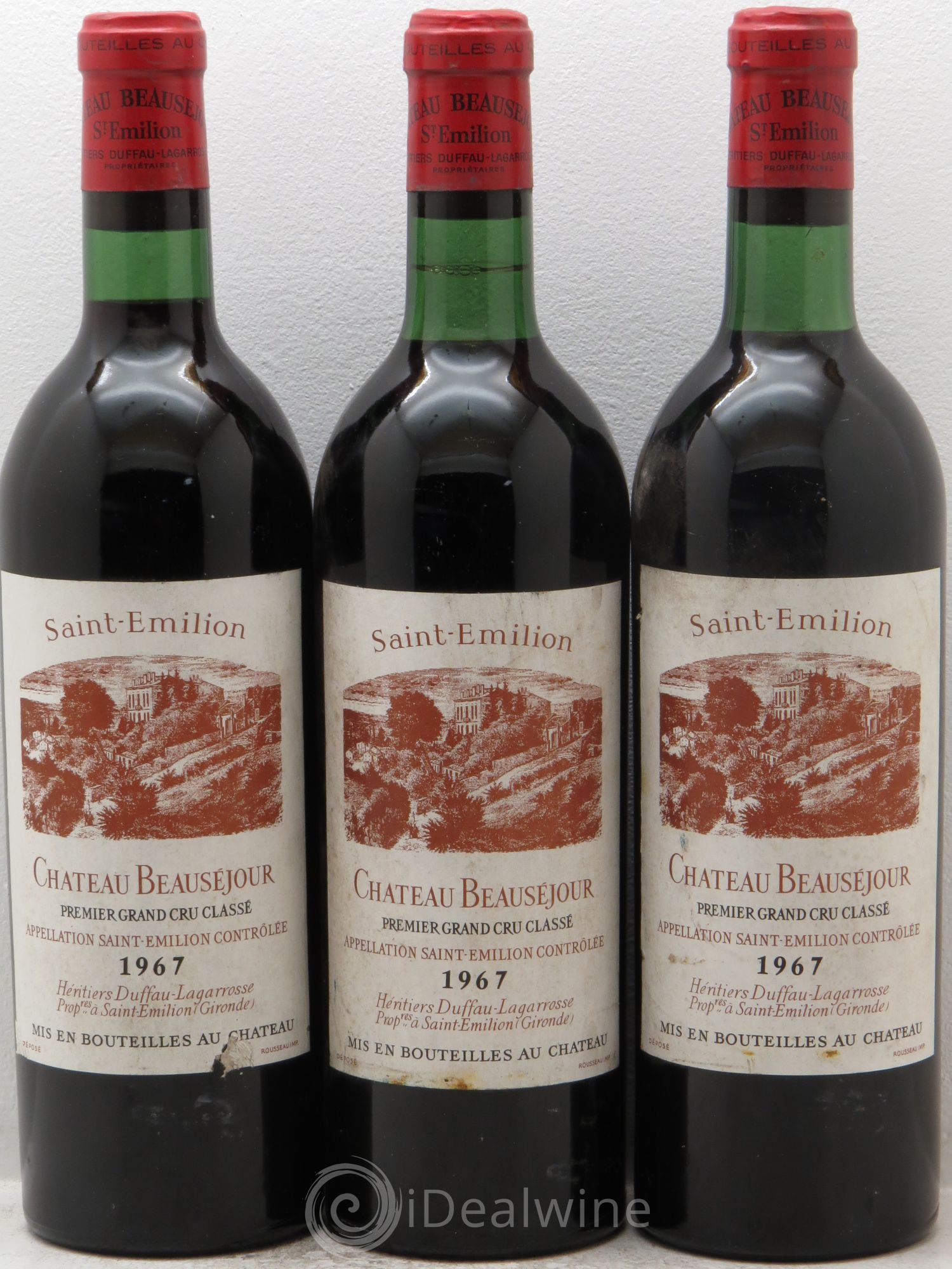 Château Beauséjour (Duffau-Lagarrosse) 1er Grand Cru Classé B 1967 - Lot de 3 bouteilles - 0