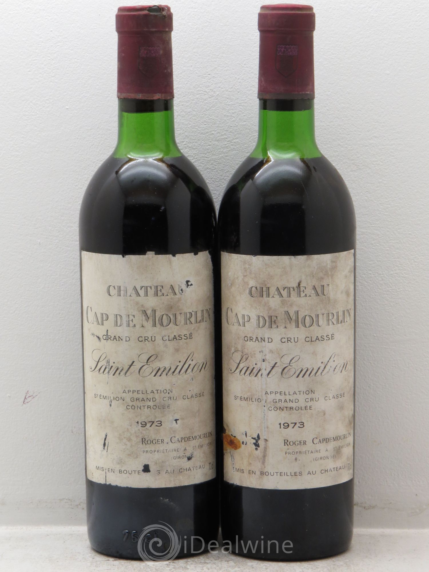 Château Cap de Mourlin Grand Cru Classé 1973 - Lot de 2 bouteilles - 0