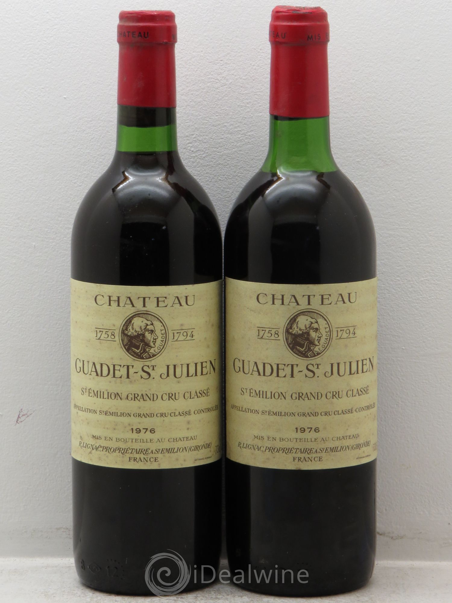 Château Guadet Grand Cru Classé 1976 - Lot de 2 bouteilles - 0