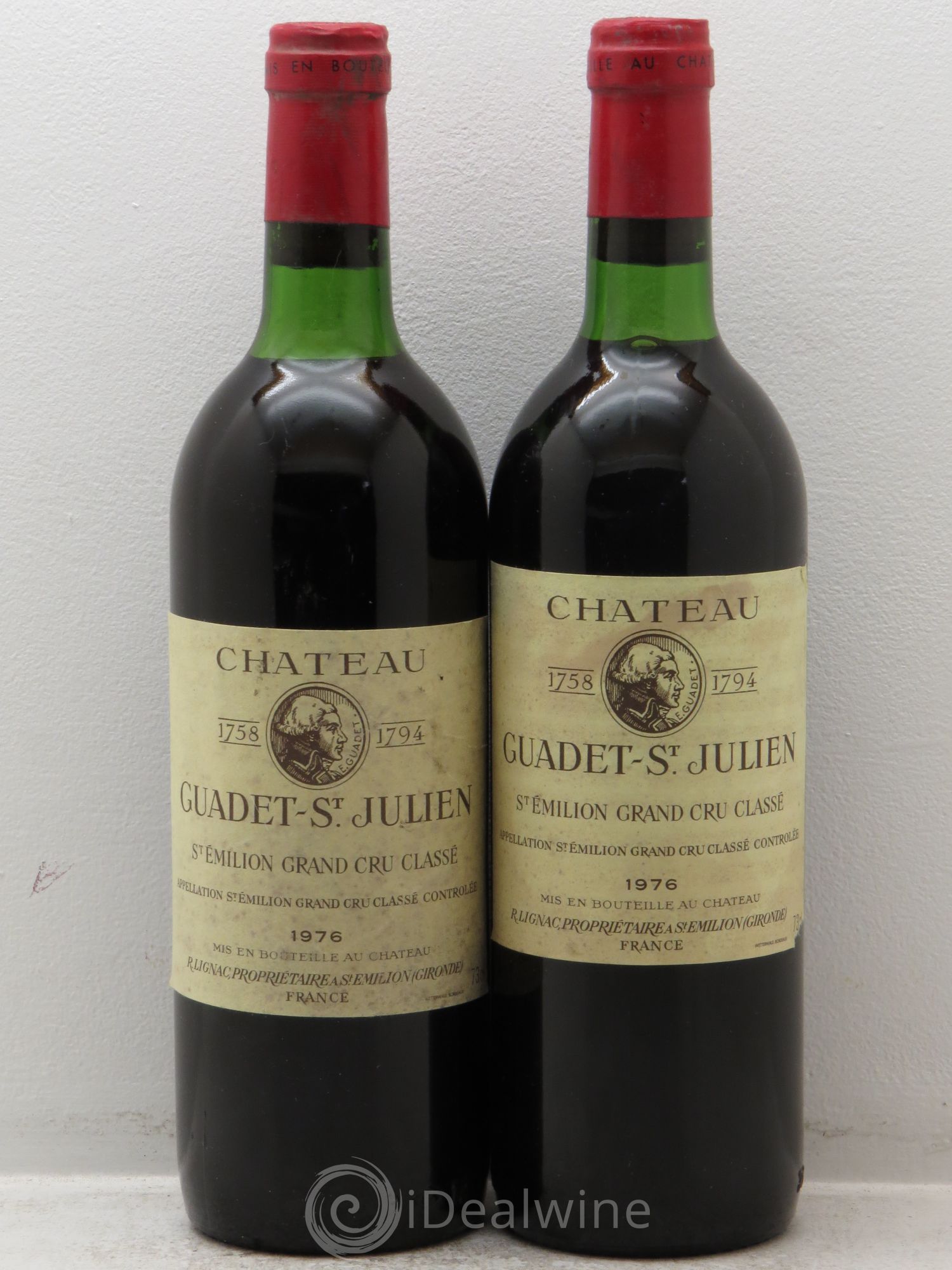 Château Guadet Grand Cru Classé 1976 - Lot de 2 bouteilles - 0