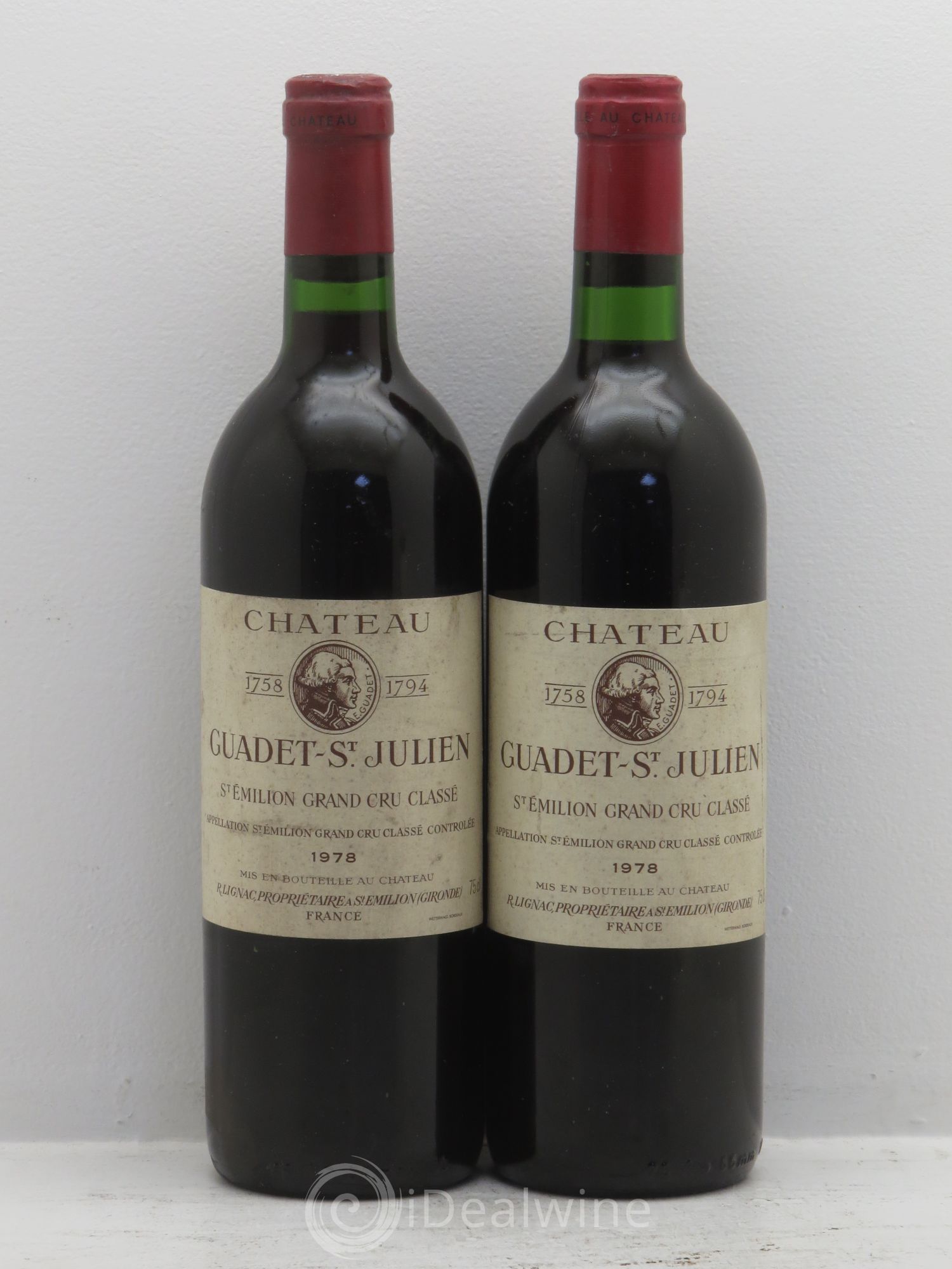 Château Guadet Grand Cru Classé 1978 - Lot de 2 bouteilles - 0