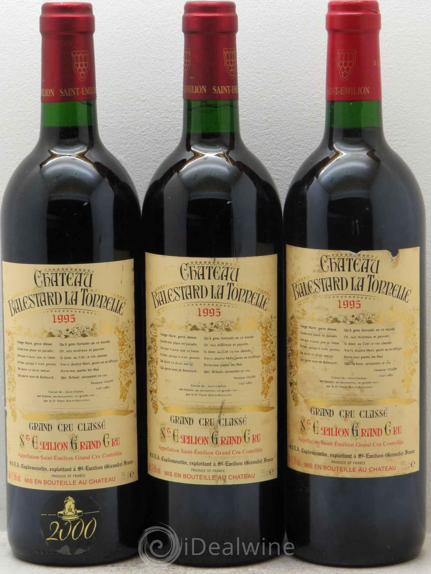 Château Balestard la Tonnelle Grand Cru Classé 1995 - Lot de 3 bouteilles - 0