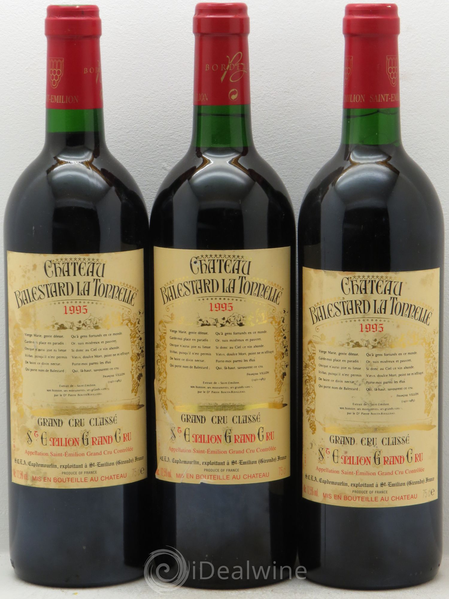 Château Balestard la Tonnelle Grand Cru Classé (sans prix de réserve) 1995 - Lot de 3 bouteilles - 0