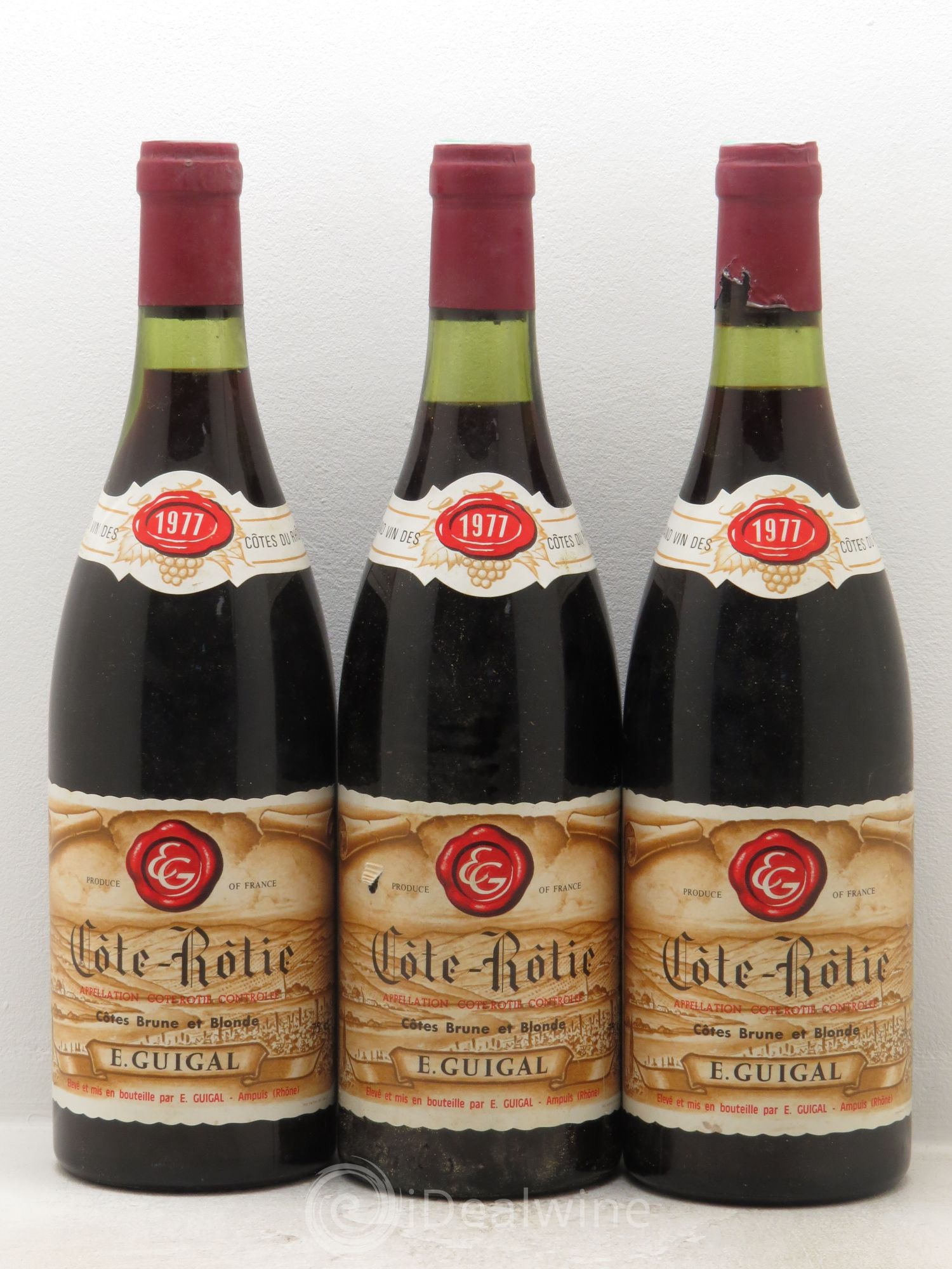 Côte-Rôtie Côtes Brune et Blonde Guigal 1977 - Lot de 3 bouteilles - 0