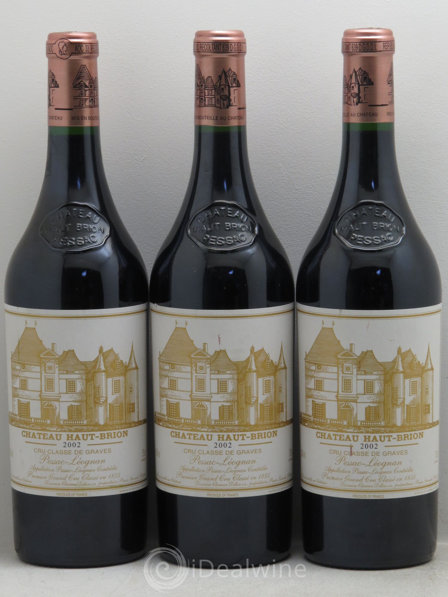 Château Haut Brion 1er Grand Cru Classé 2002 - Lot de 3 bouteilles - 0