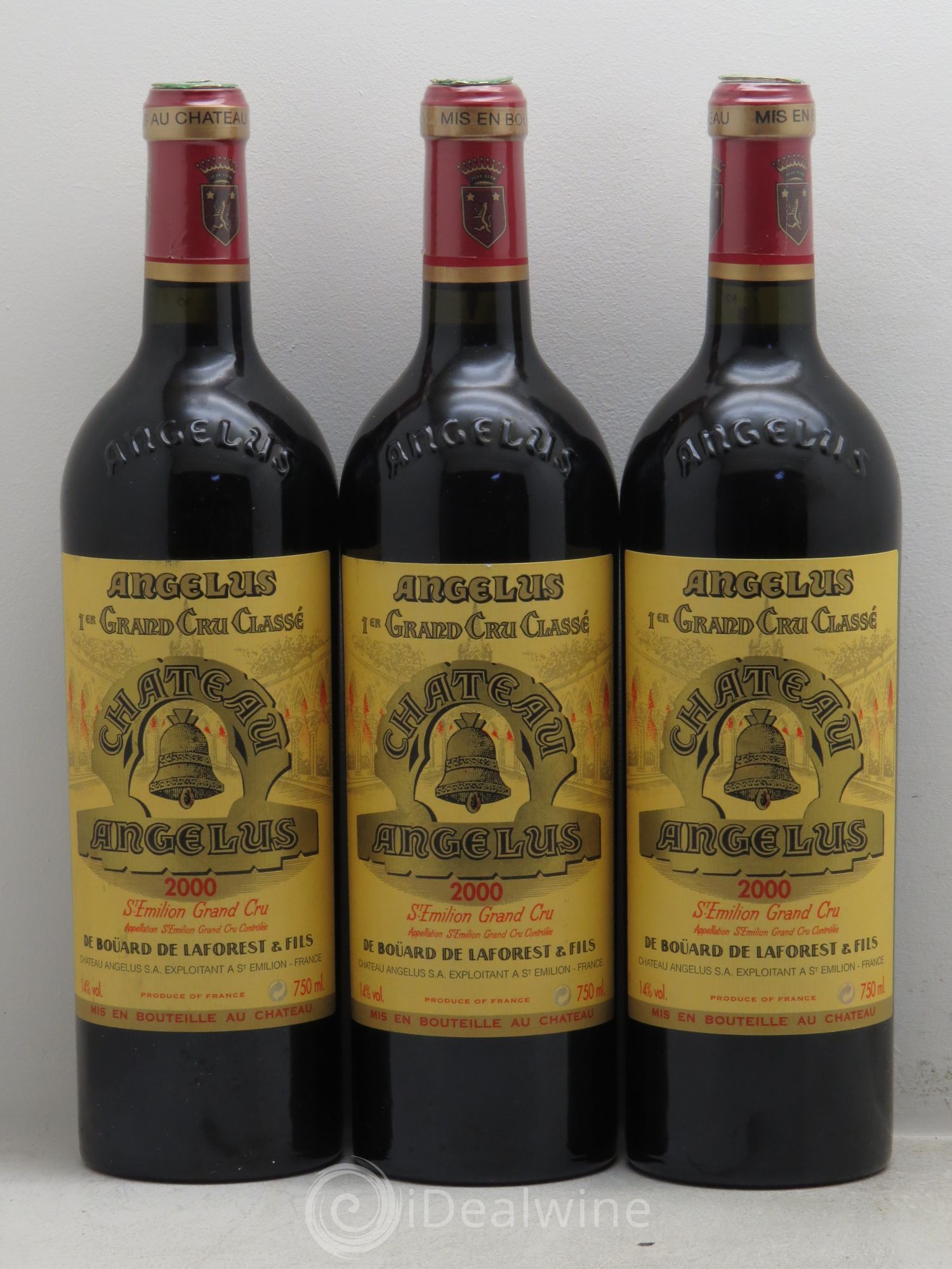 Château Angélus 1er Grand Cru Classé A 2000 - Lot de 3 bouteilles - 0