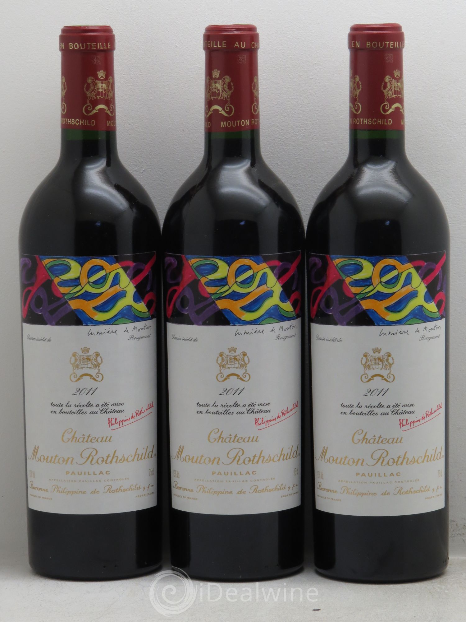 Château Mouton Rothschild 1er Grand Cru Classé 2011 - Lot de 3 bouteilles - 0