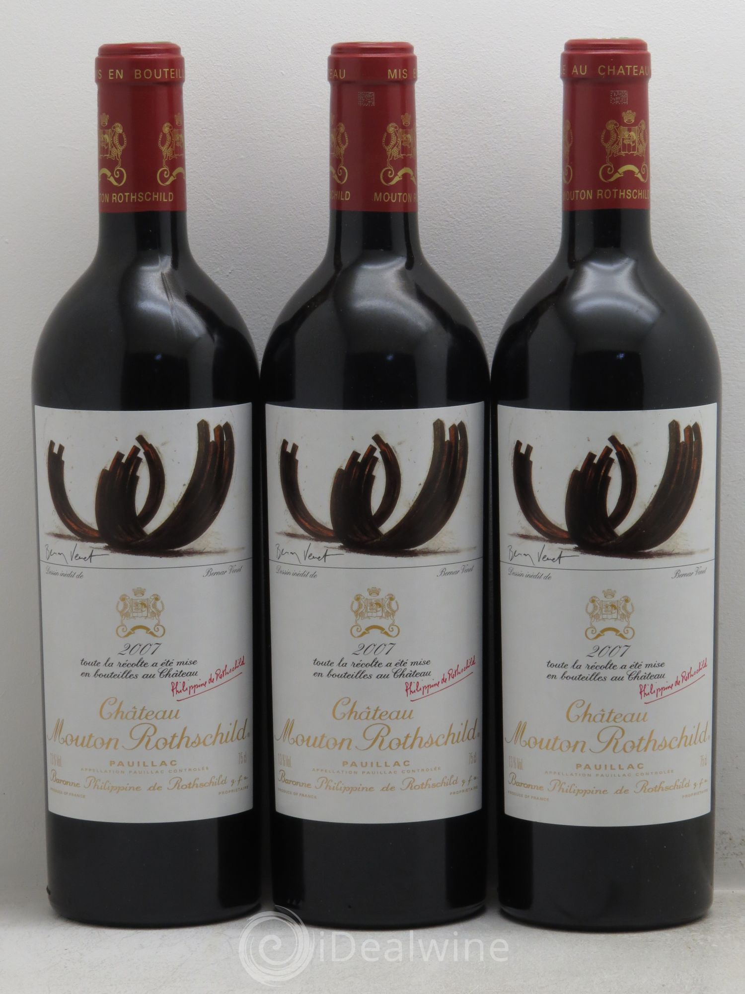 Château Mouton Rothschild 1er Grand Cru Classé 2007 - Lot de 3 bouteilles - 0