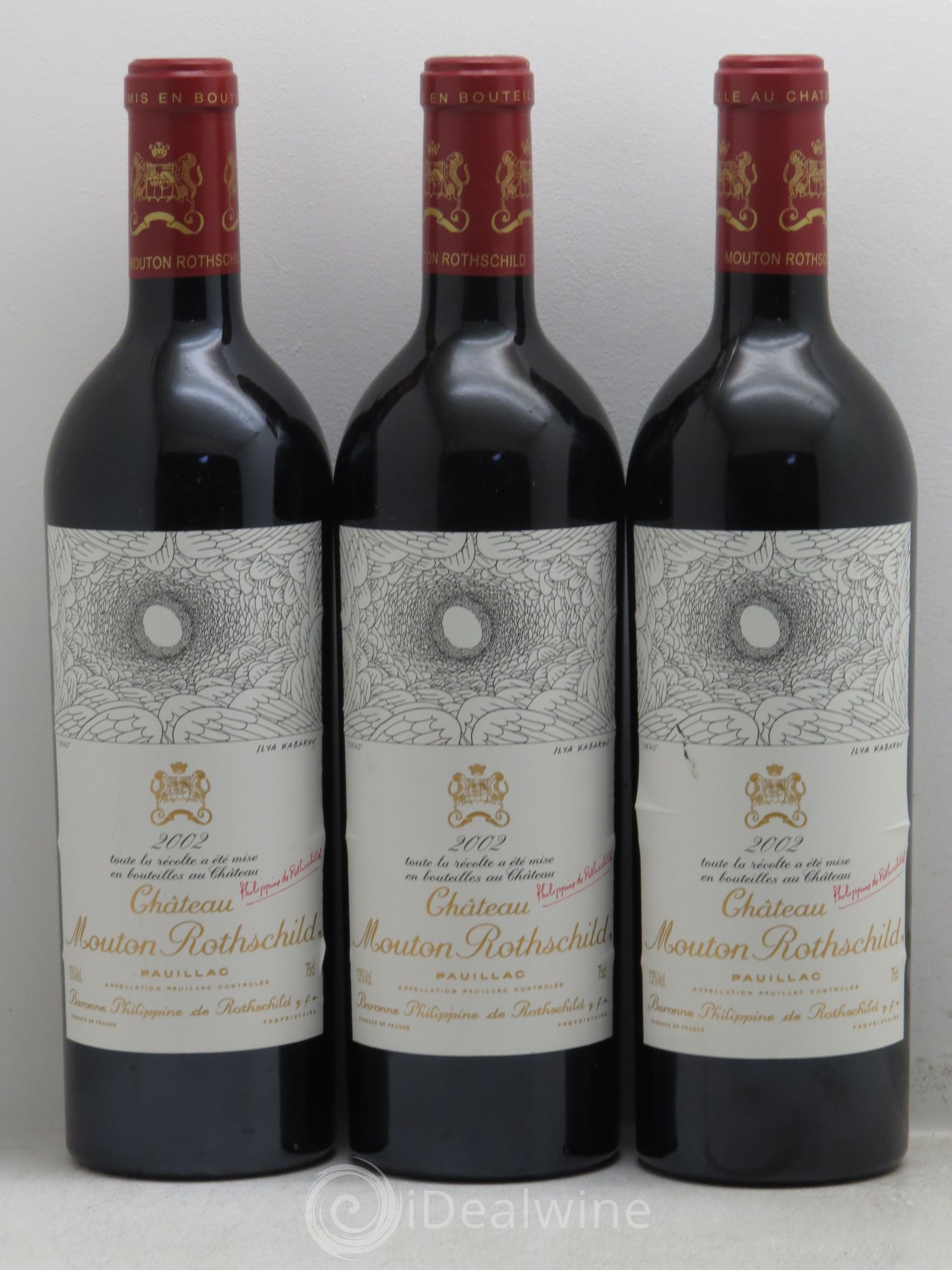 Château Mouton Rothschild 1er Grand Cru Classé 2002 - Lot de 3 bouteilles - 0