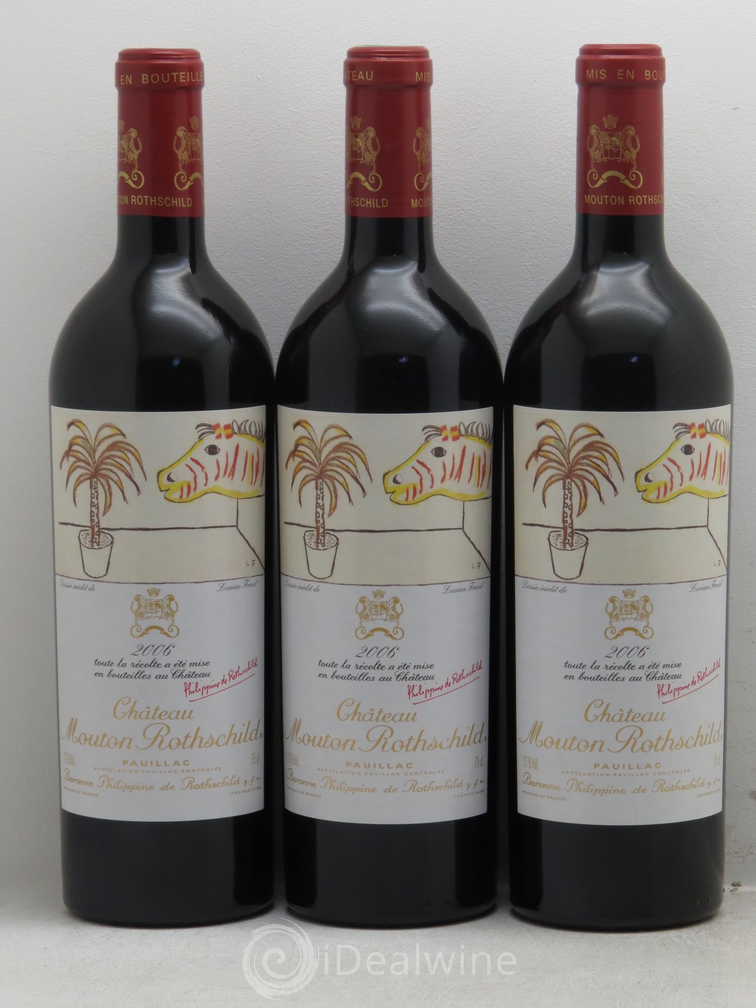 Château Mouton Rothschild 1er Grand Cru Classé 2006 - Lot de 3 bouteilles - 0