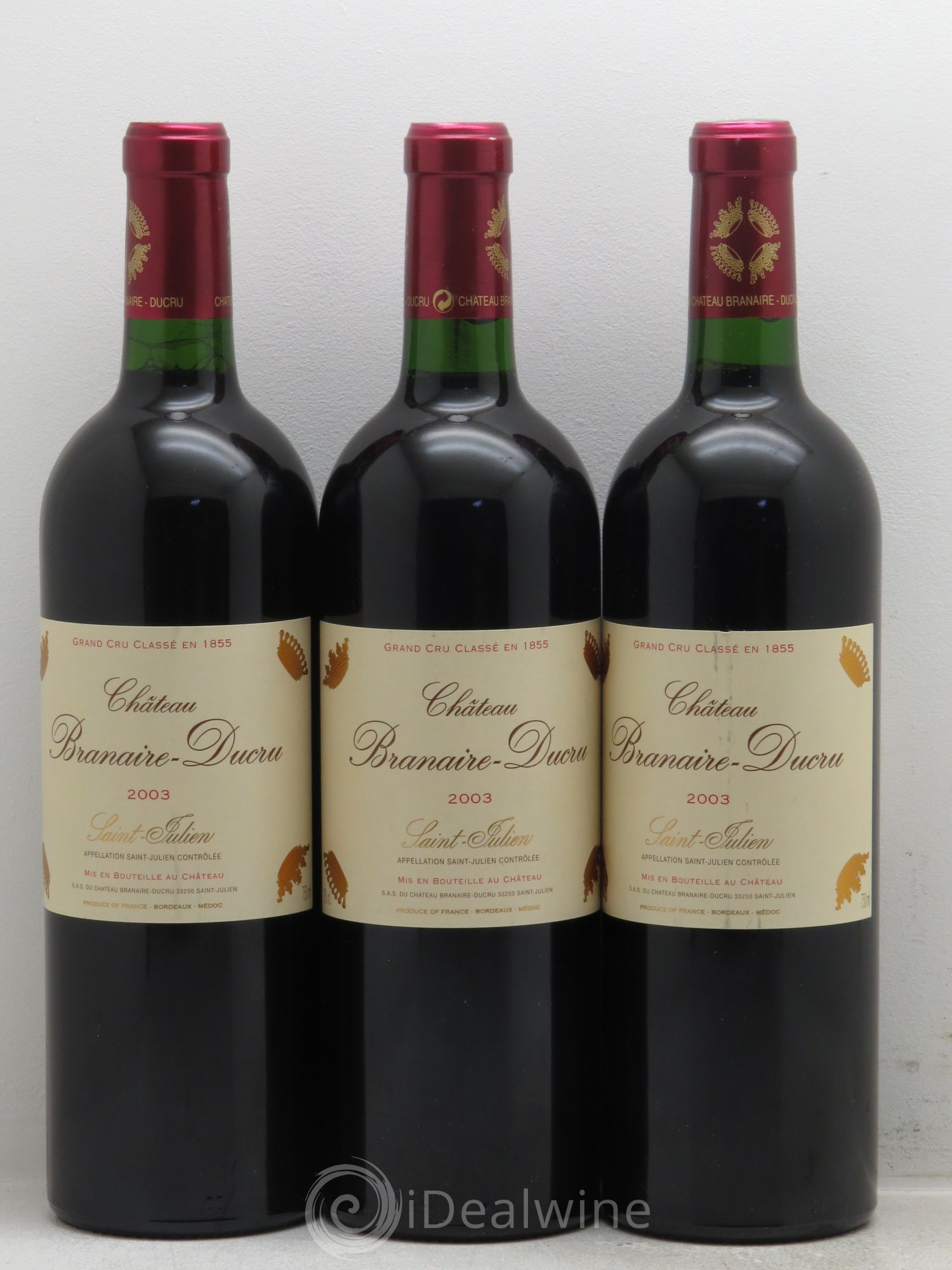 Château Branaire Ducru 4ème Grand Cru Classé 2003 - Lotto di 3 bottiglie - 0