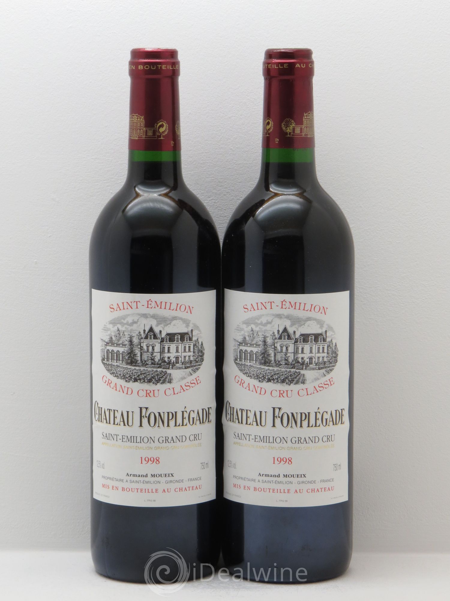 Château Fonplegade Grand Cru Classé 1998 - Lot de 2 bouteilles - 0