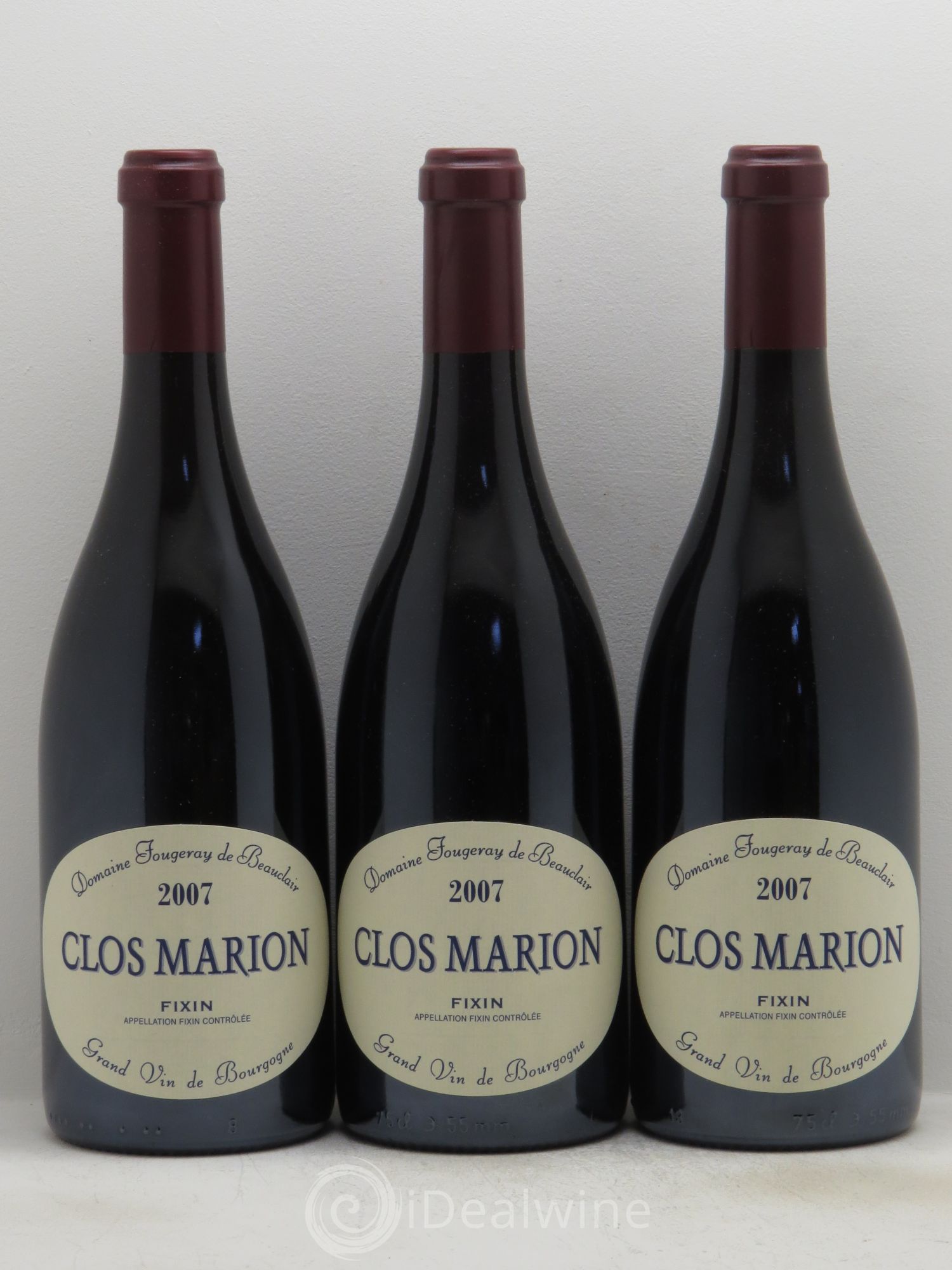 Fixin Clos Marion Domaine Fougeray de Beauclair 2007 - Posten von 3 Flaschen - 0