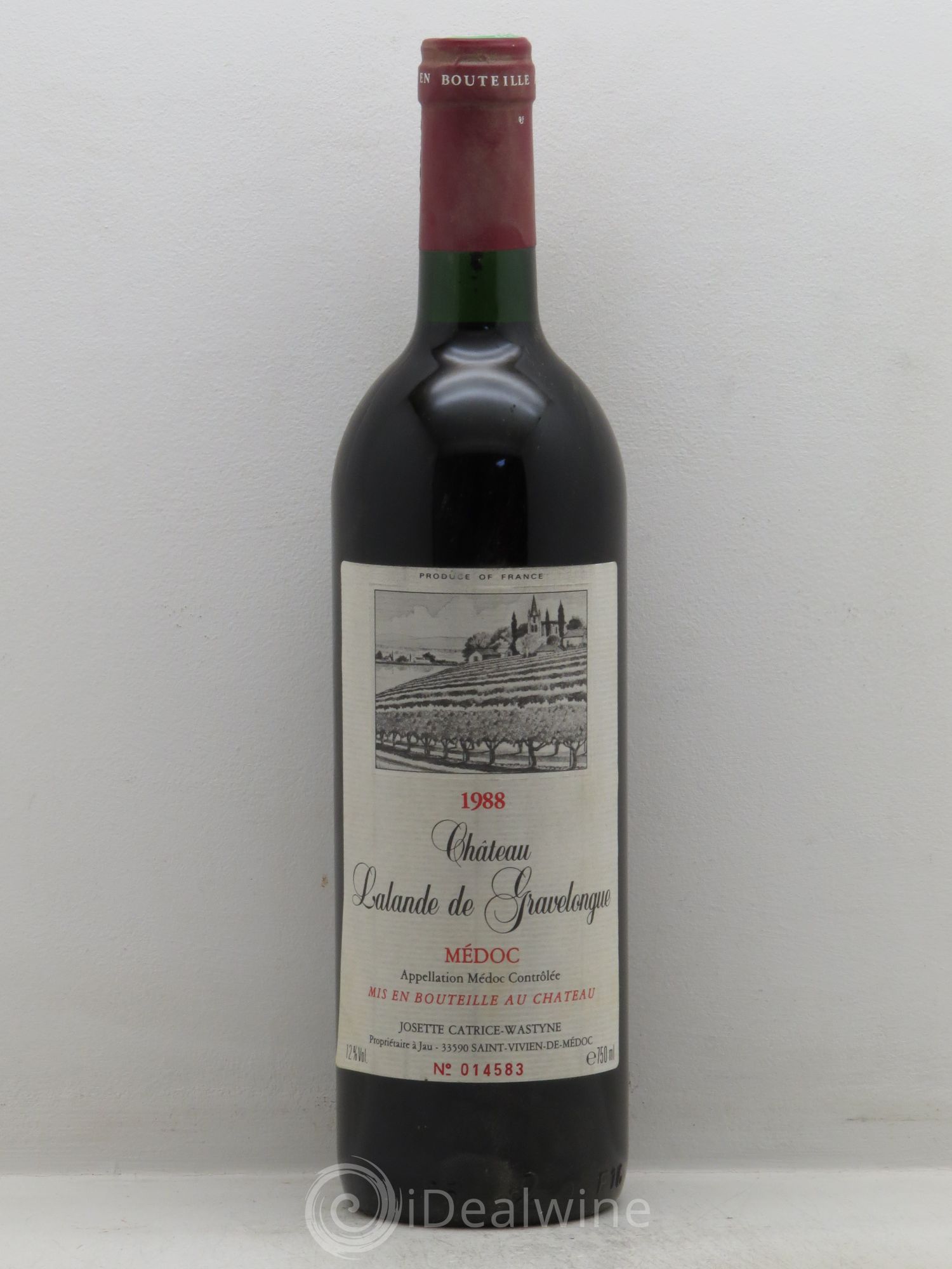 Bordeaux Médoc Gravelongue Château Lalande de Gravelongue 1988 - Posten von 1 Flasche - 0