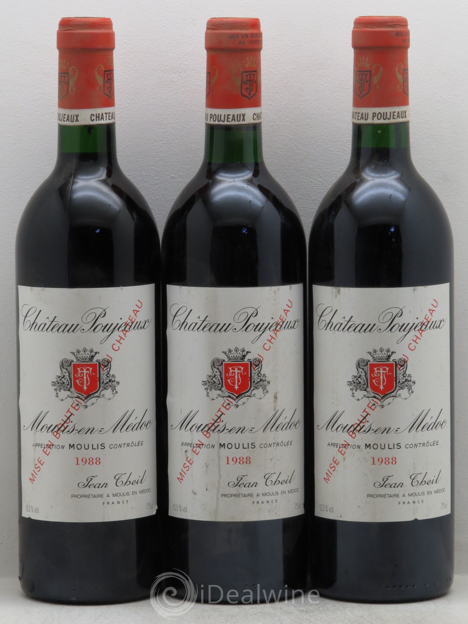 Château Poujeaux 1988 - Lot de 3 bouteilles - 0