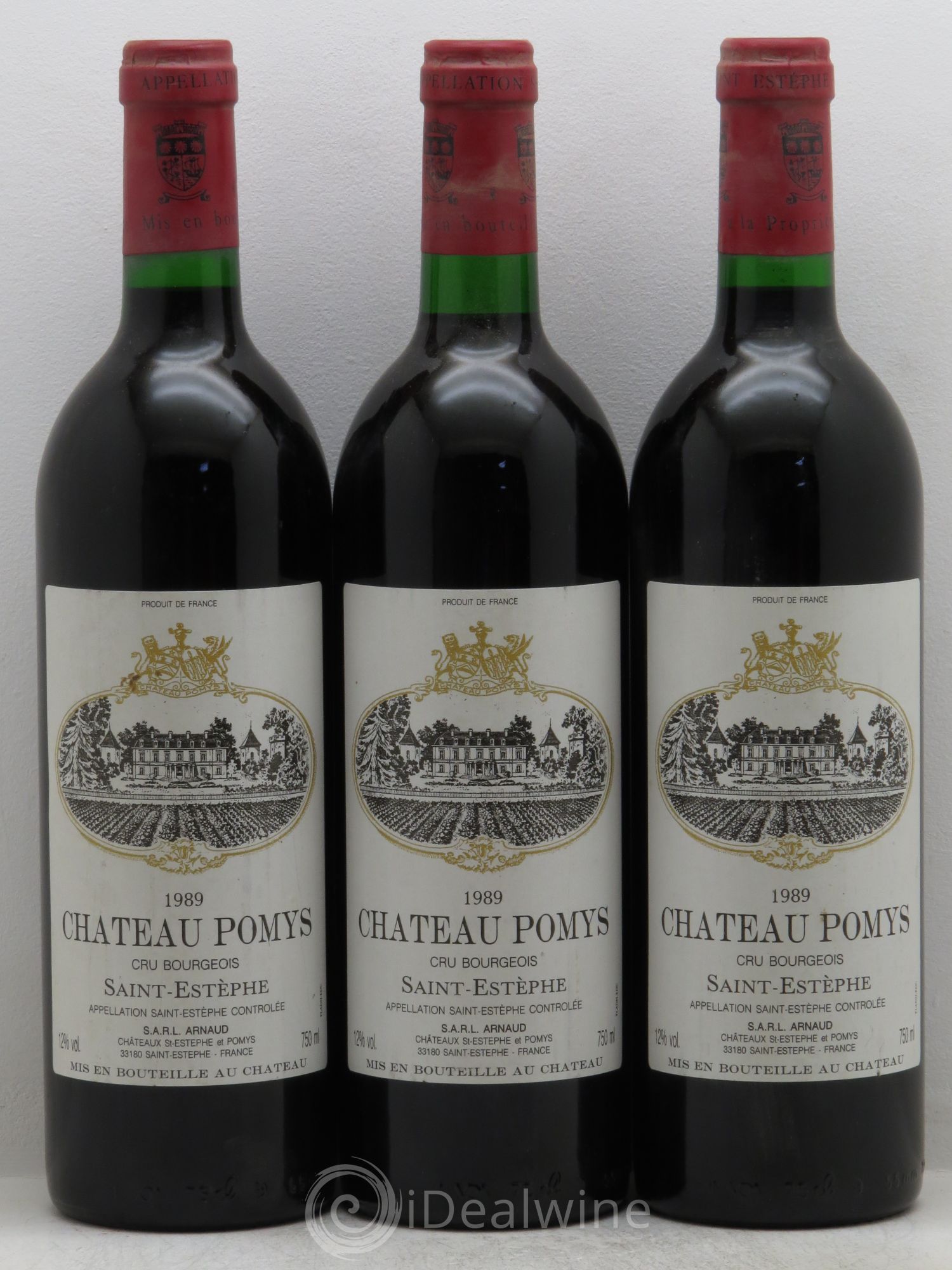 Château Pomys Cru Bourgeois 1989 - Lot de 3 bouteilles - 0