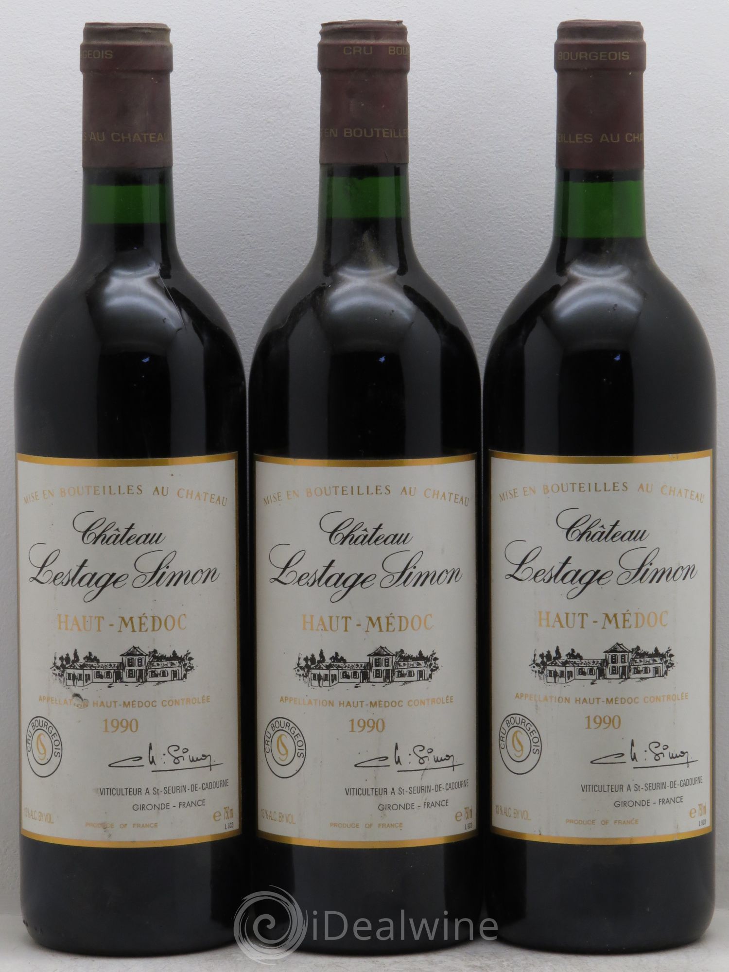 Château Lestage Simon Cru Bourgeois 1990 - Lot de 3 bouteilles - 0
