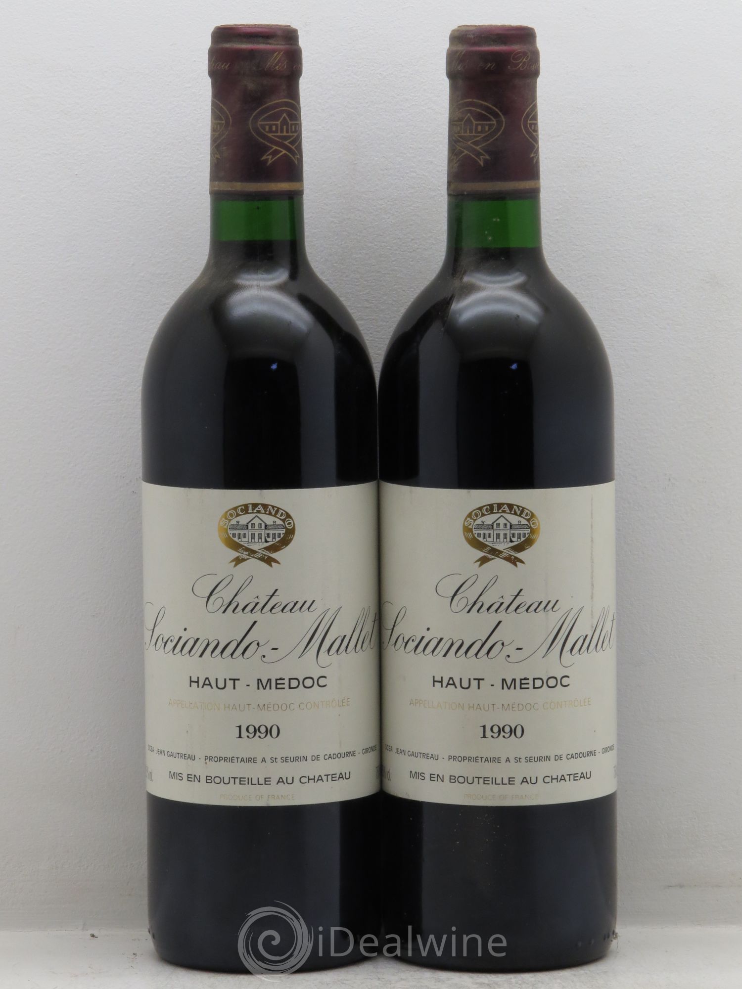 Château Sociando Mallet 1990 - Lot de 2 bouteilles - 0