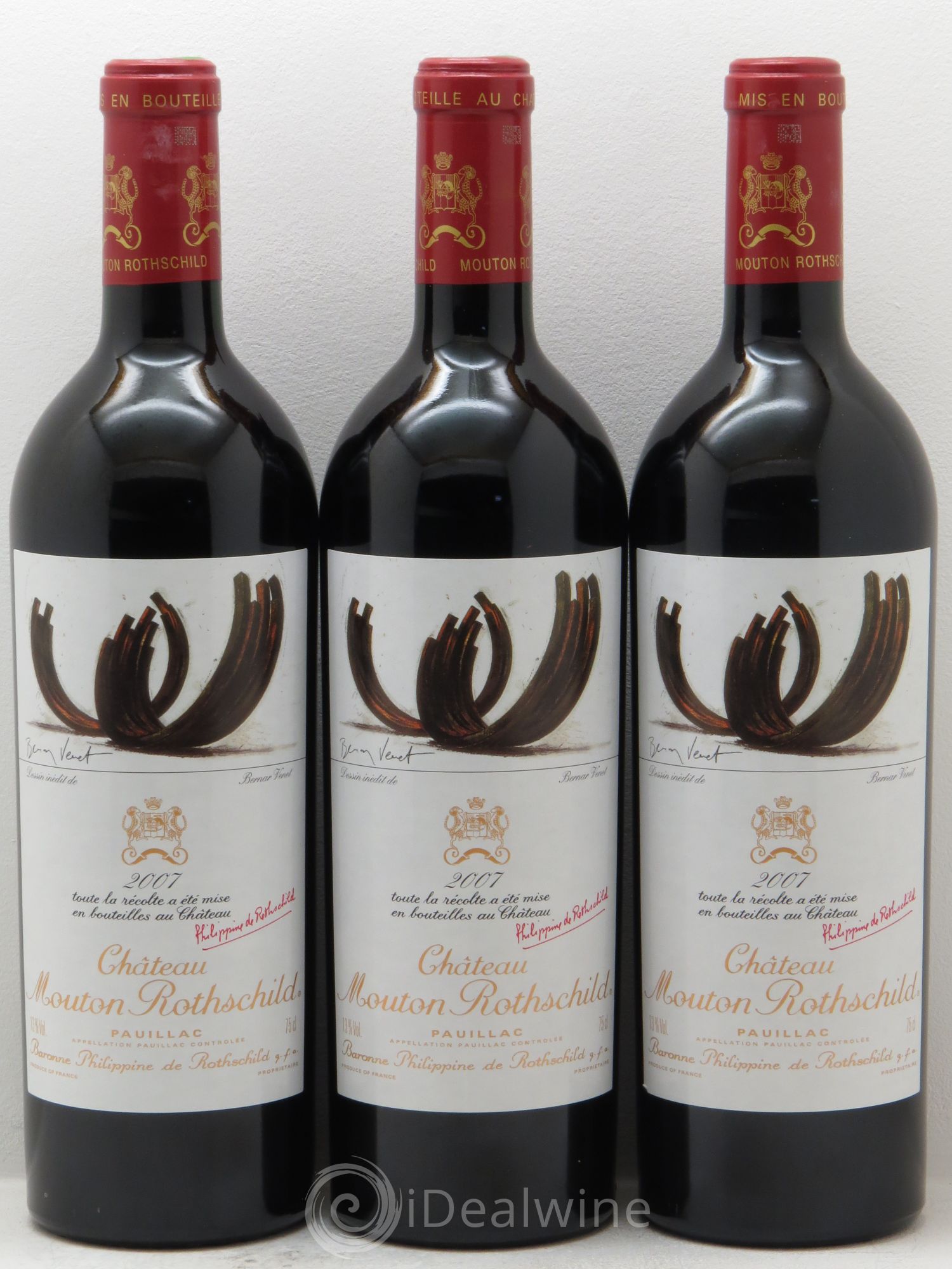 Château Mouton Rothschild 1er Grand Cru Classé 2007 - Lot de 3 bouteilles - 0