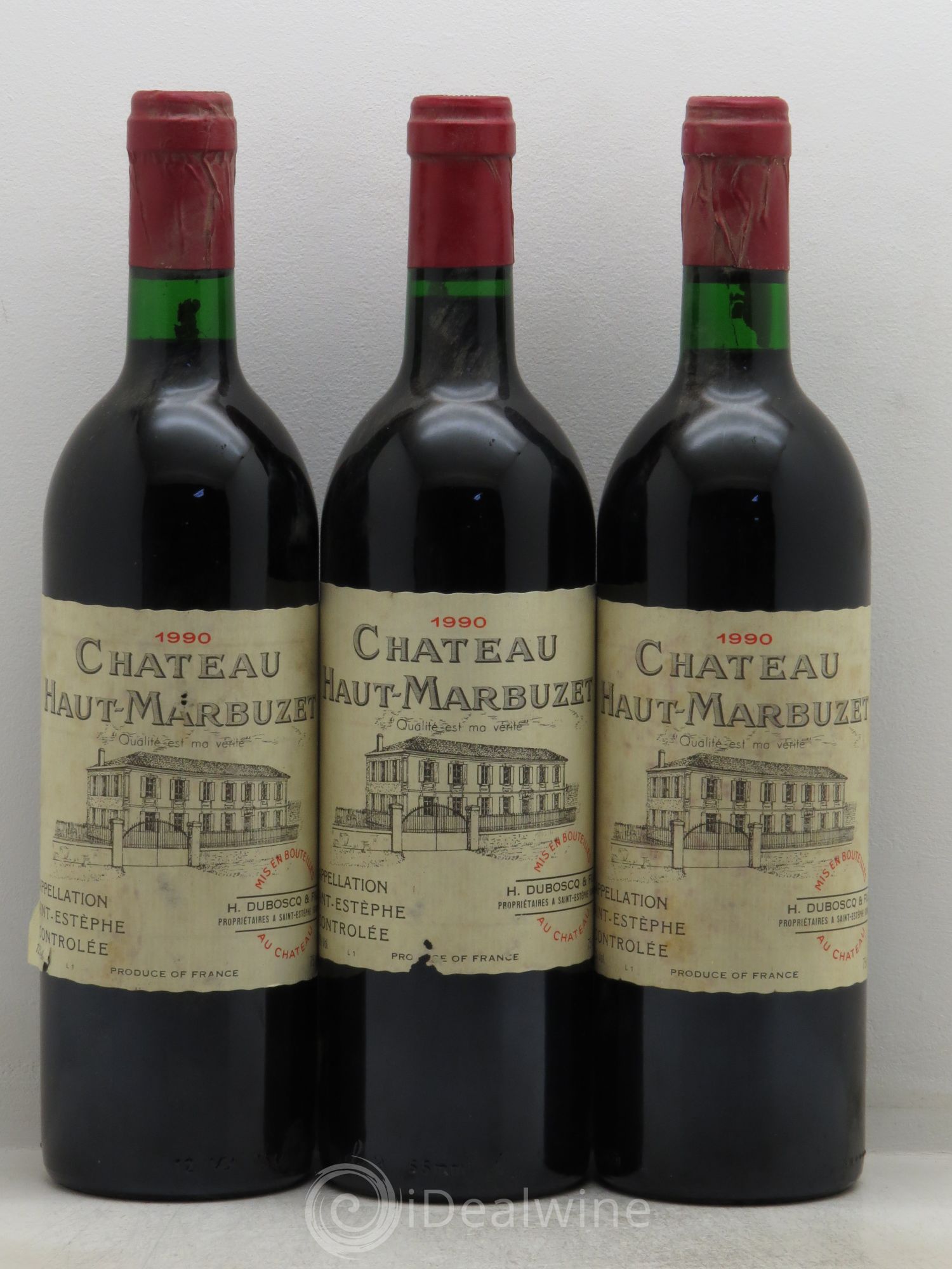 Château Haut Marbuzet 1990 - Lot de 3 bouteilles - 0