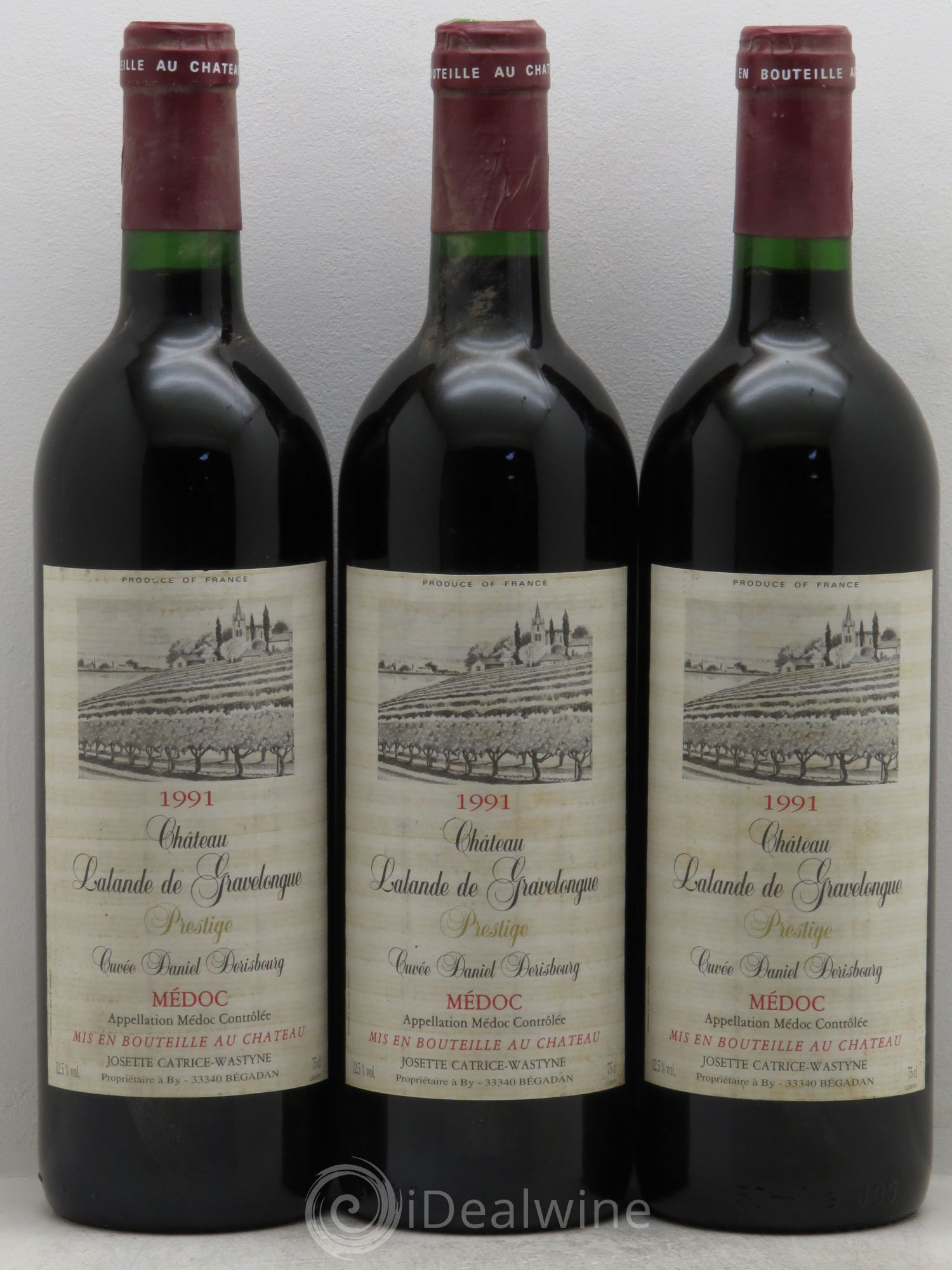 Bordeaux Médoc Gravelongue Château Lalande de Gravelongue 1991 - Posten von 3 Flaschen - 0