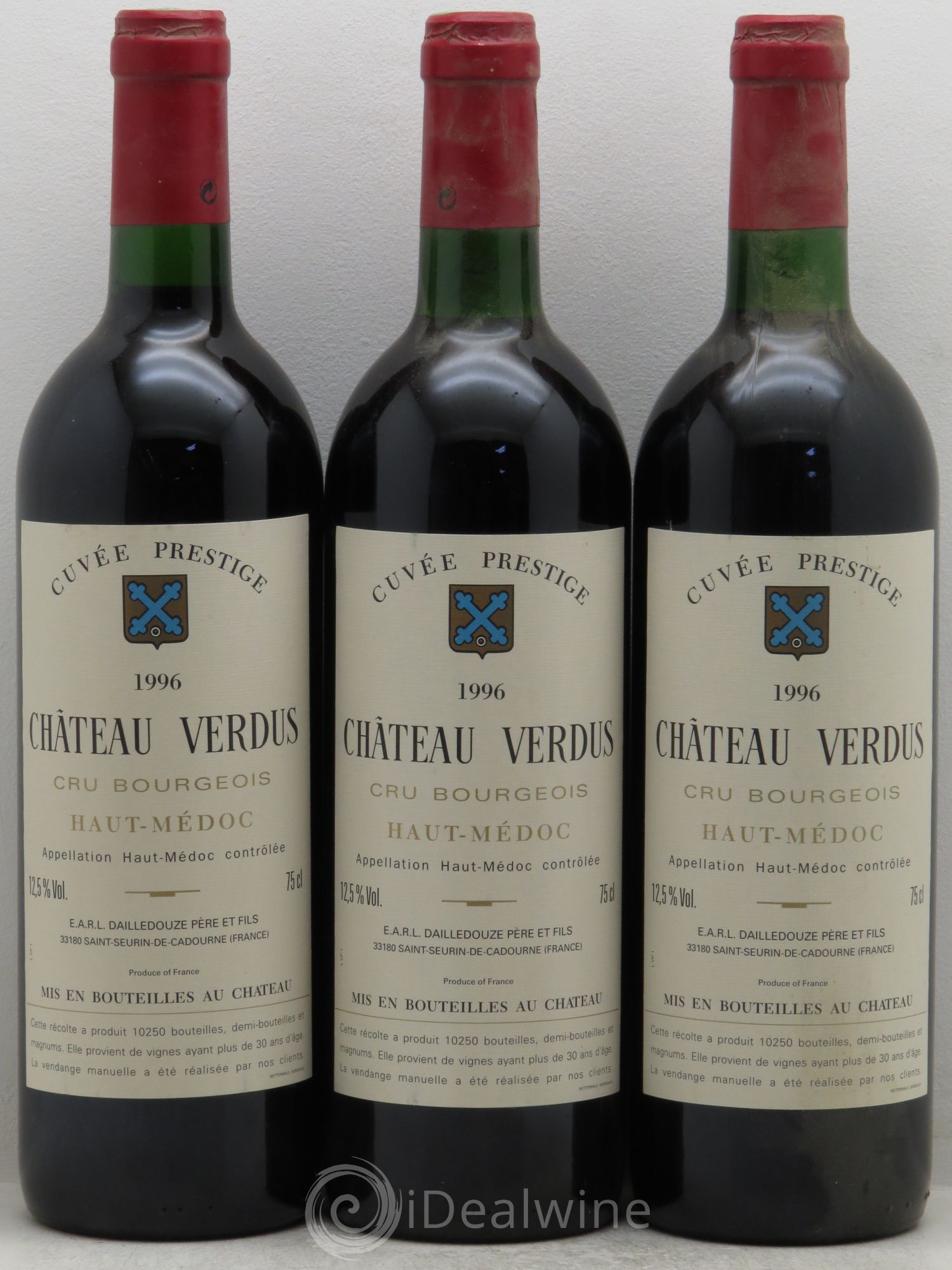Haut Médoc Verdus Cuvée Prestige 1996 - Lot de 3 bouteilles - 0
