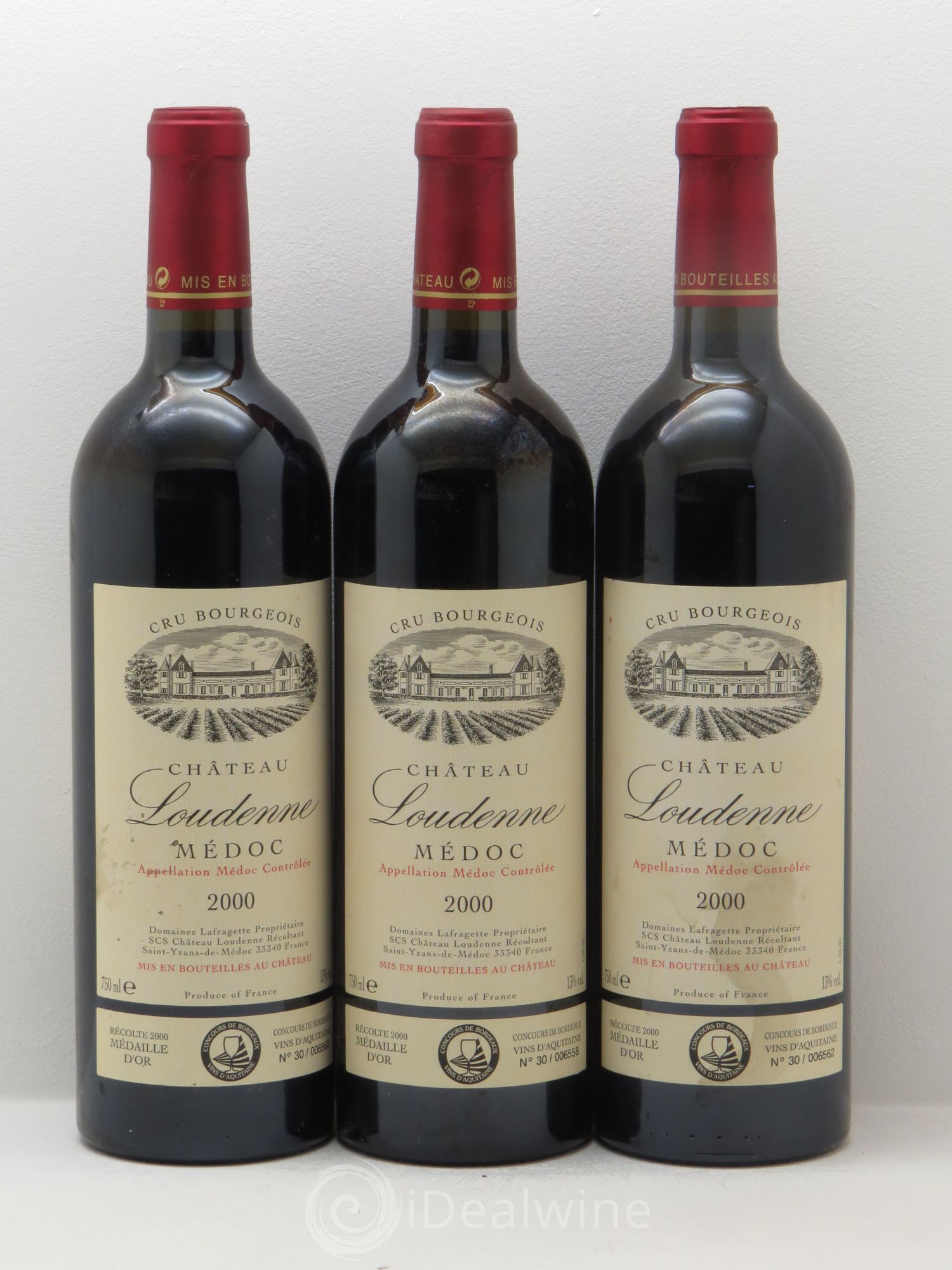 Château Loudenne Cru Bourgeois 2000 - Lot de 3 bouteilles - 0