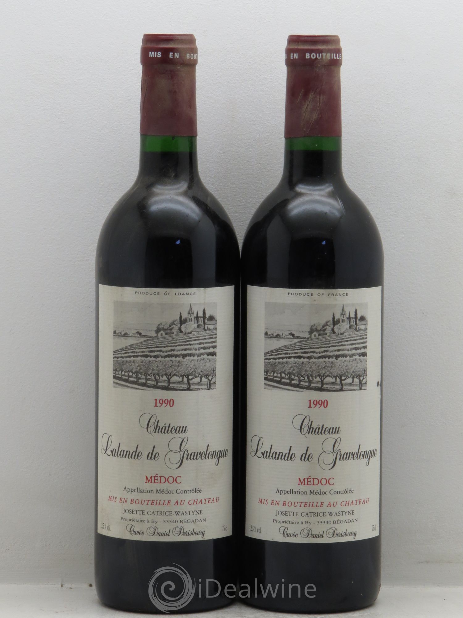 Bordeaux Médoc Gravelongue Château Lalande de Gravelongue 1990 - Posten von 2 Flaschen - 0
