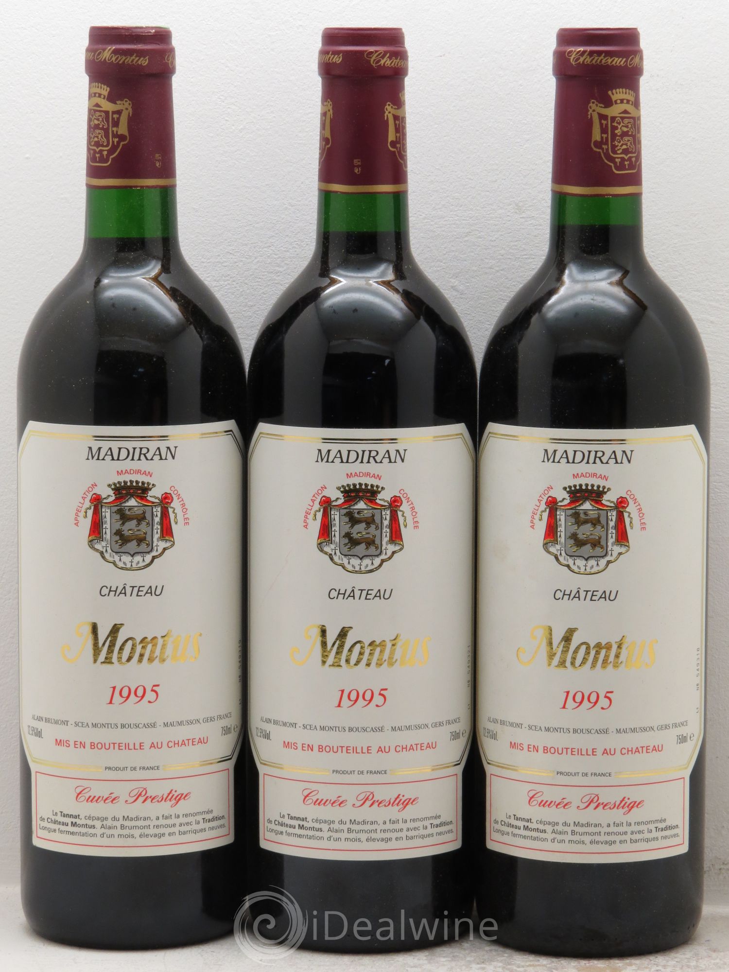 Madiran Château Montus-Prestige Alain Brumont 1995 - Lot de 3 bouteilles - 0