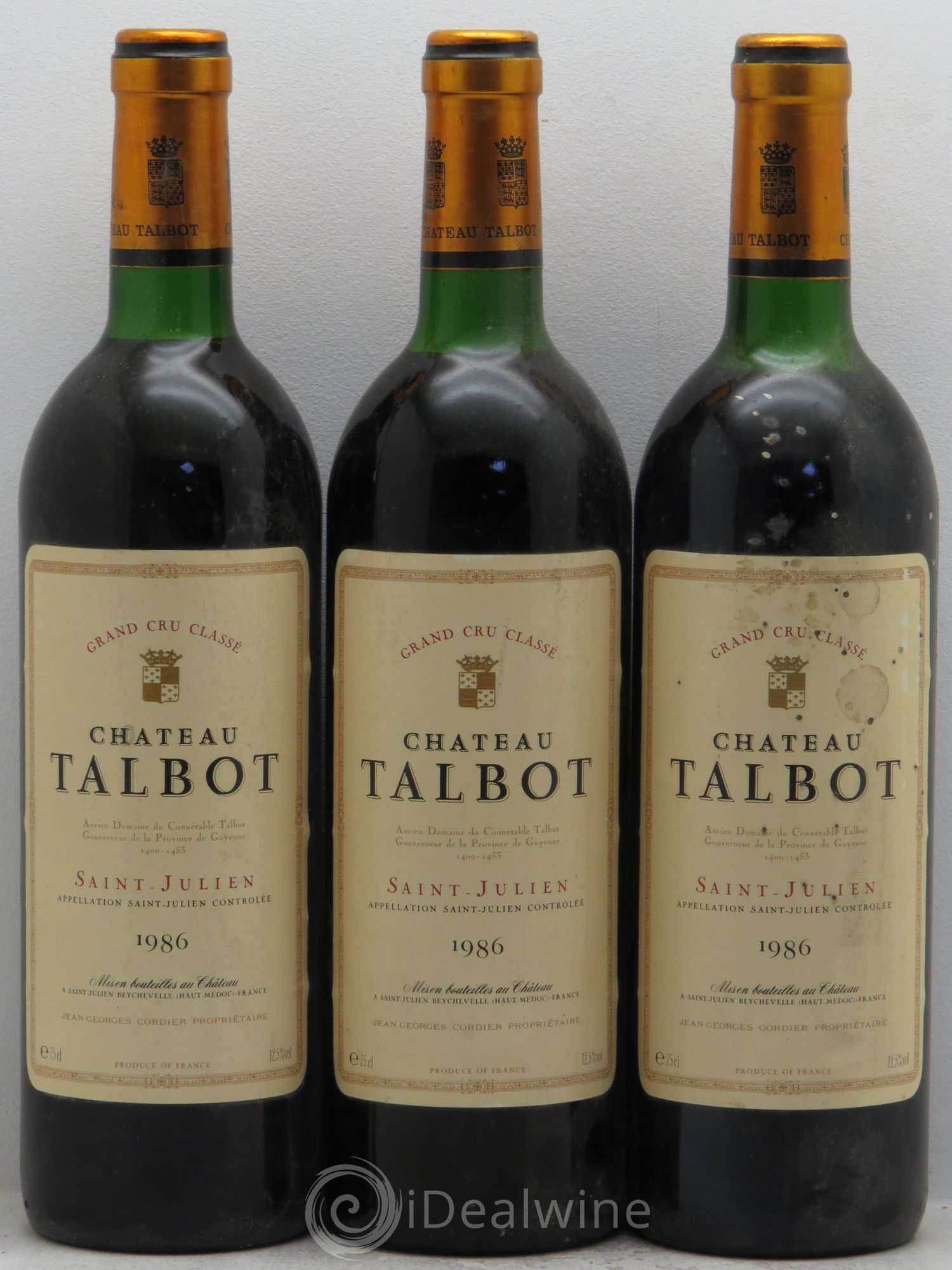 Château Talbot 4ème Grand Cru Classé 1986 - Lot de 3 bouteilles - 0