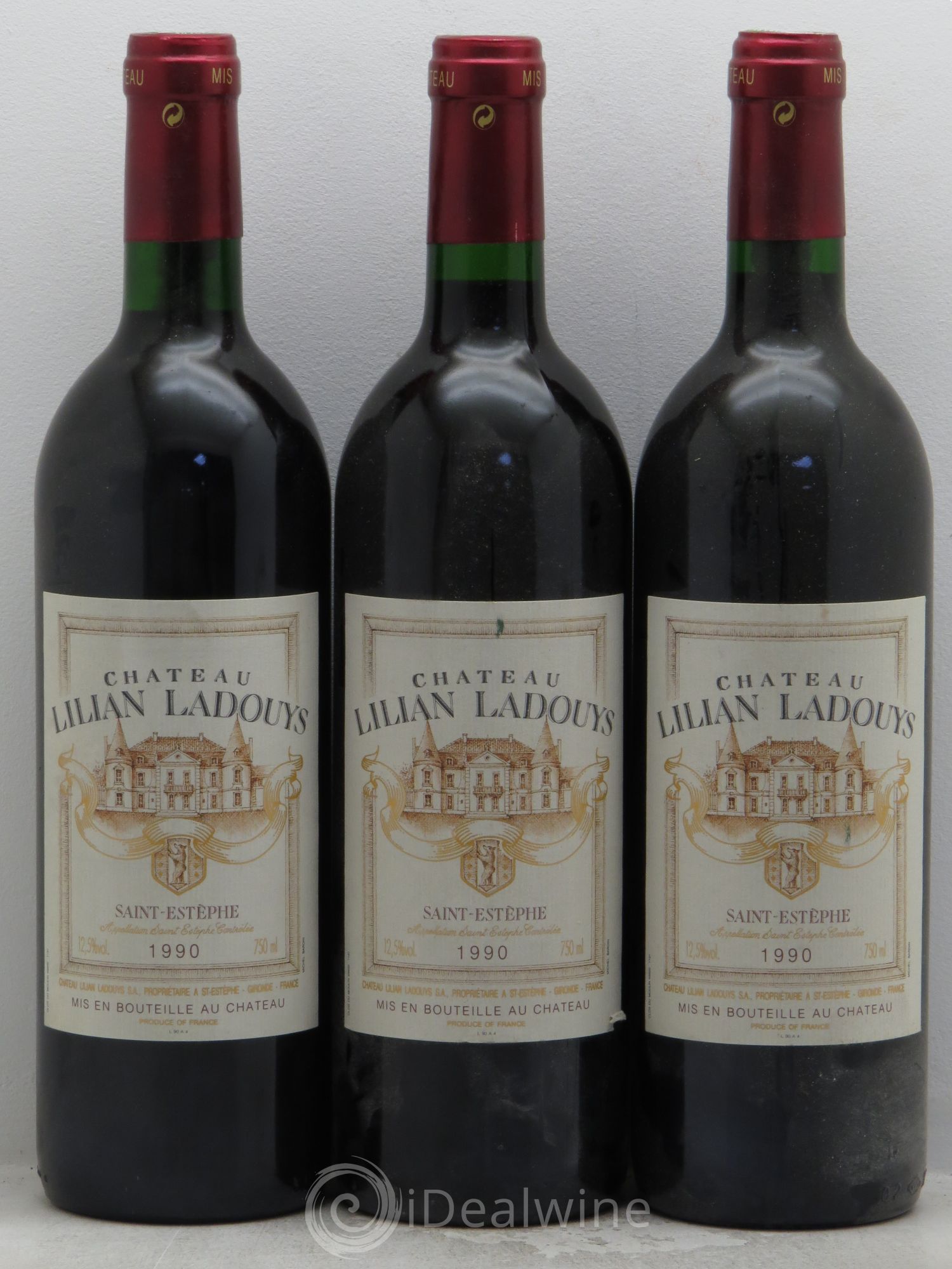 Château Lilian Ladouys Cru Bourgeois 1990 - Lot de 3 bouteilles - 0