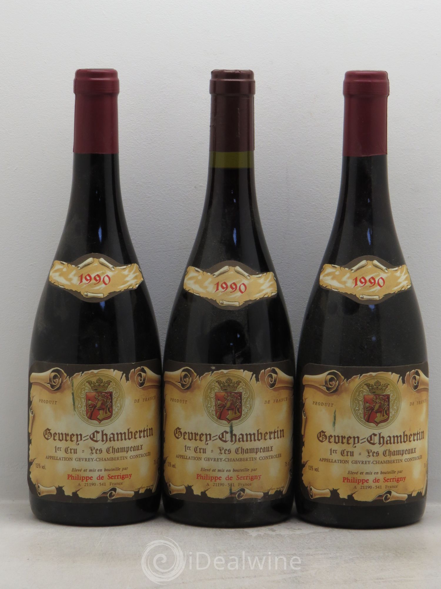 Gevrey-Chambertin 1er Cru Philippe de Serrigny 1990 - Lot de 3 bouteilles - 0
