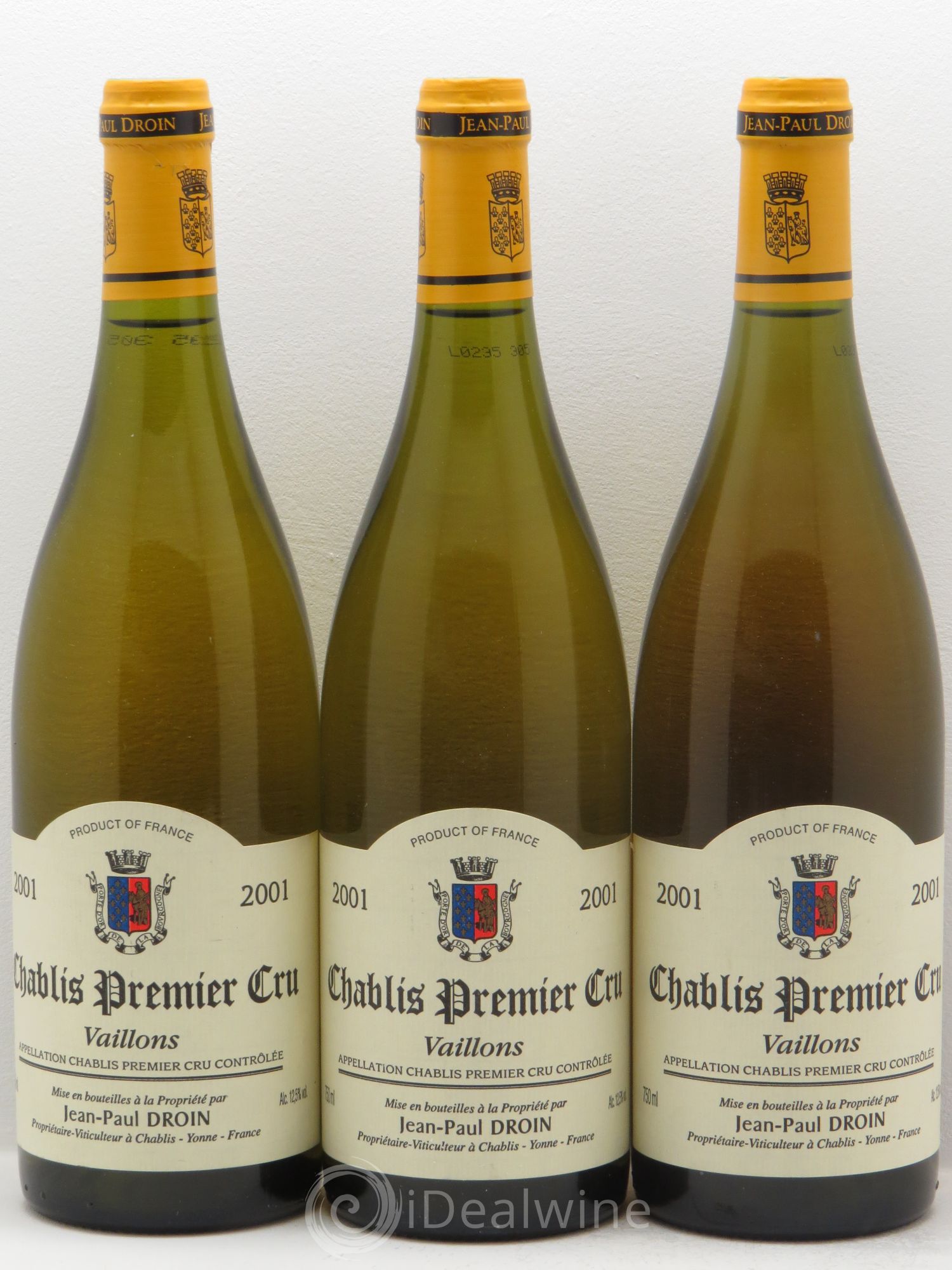 Chablis 1er Cru Vaillons Jean-Paul & Benoît Droin (Domaine) 2001 - Lot de 3 bouteilles - 0
