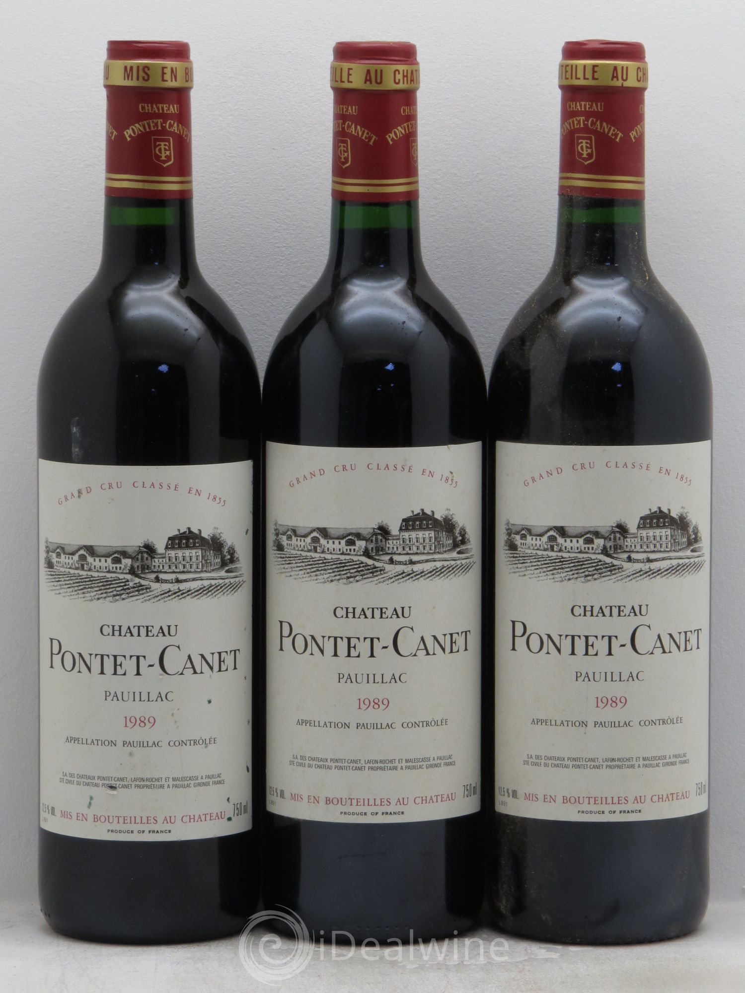 Château Pontet Canet 5ème Grand Cru Classé 1989 - Lot de 3 bouteilles - 0