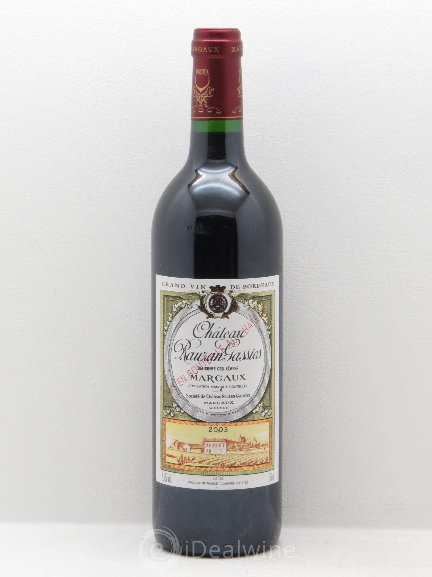 Château Rauzan-Gassies 2ème Grand Cru Classé 2003 - Lot de 6 bouteilles - 0