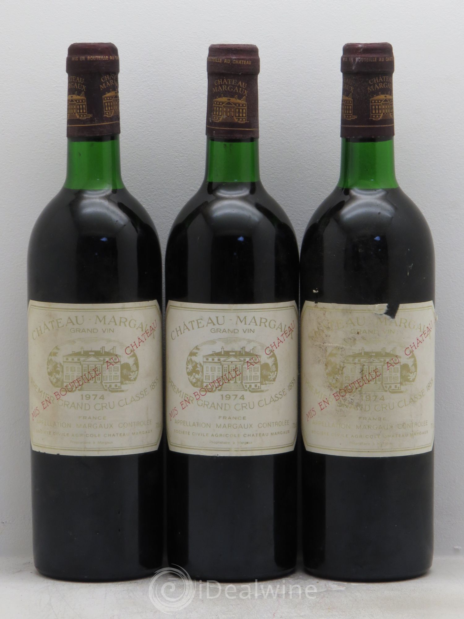 Château Margaux 1er Grand Cru Classé 1974 - Lot de 3 bouteilles - 0
