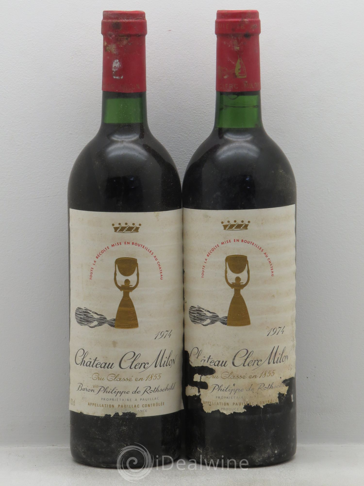 Château Clerc Milon 5ème Grand Cru Classé 1974 - Lot de 2 bouteilles - 0