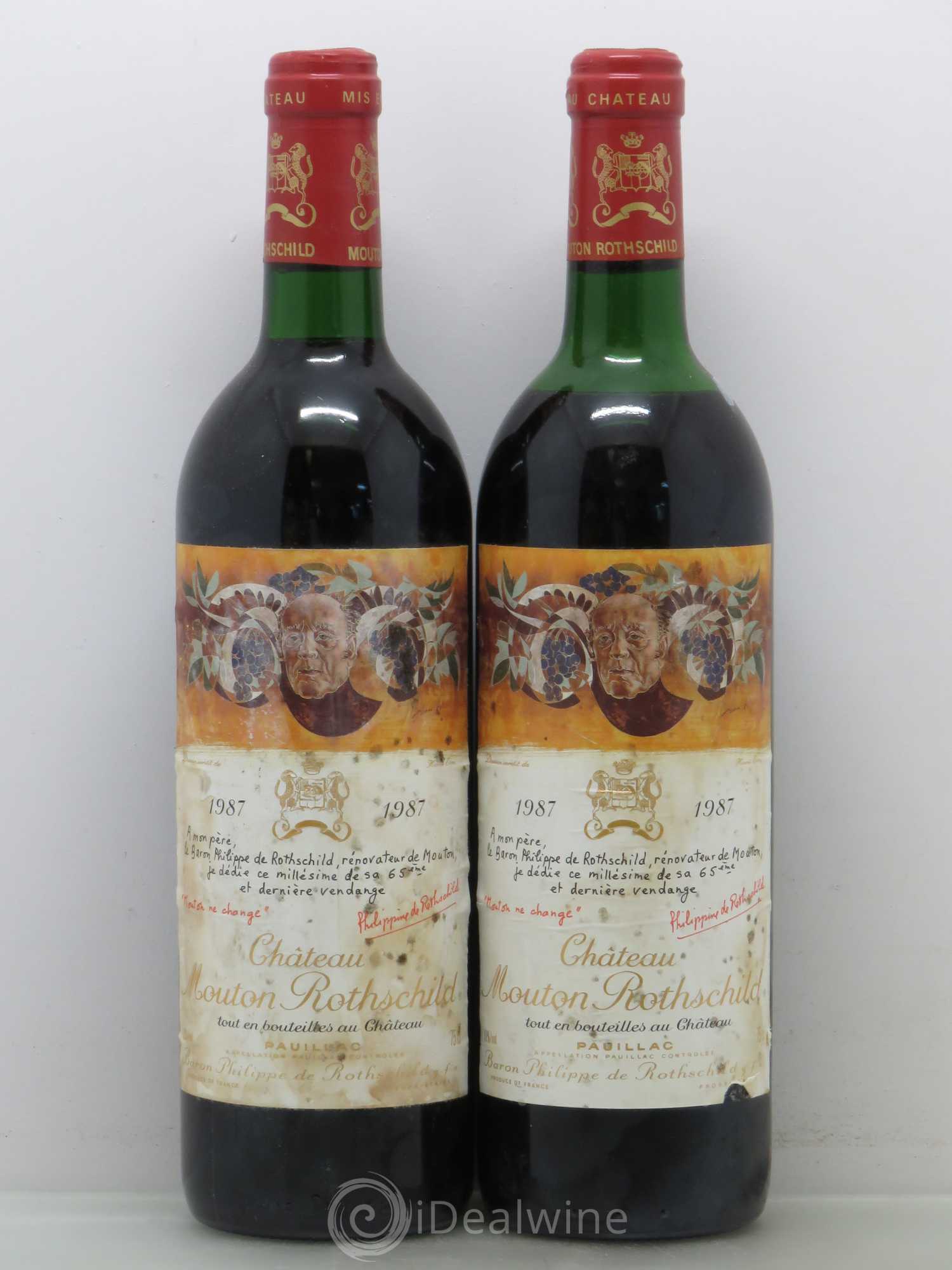 Château Mouton Rothschild 1er Grand Cru Classé 1987 - Lot de 2 bouteilles - 0