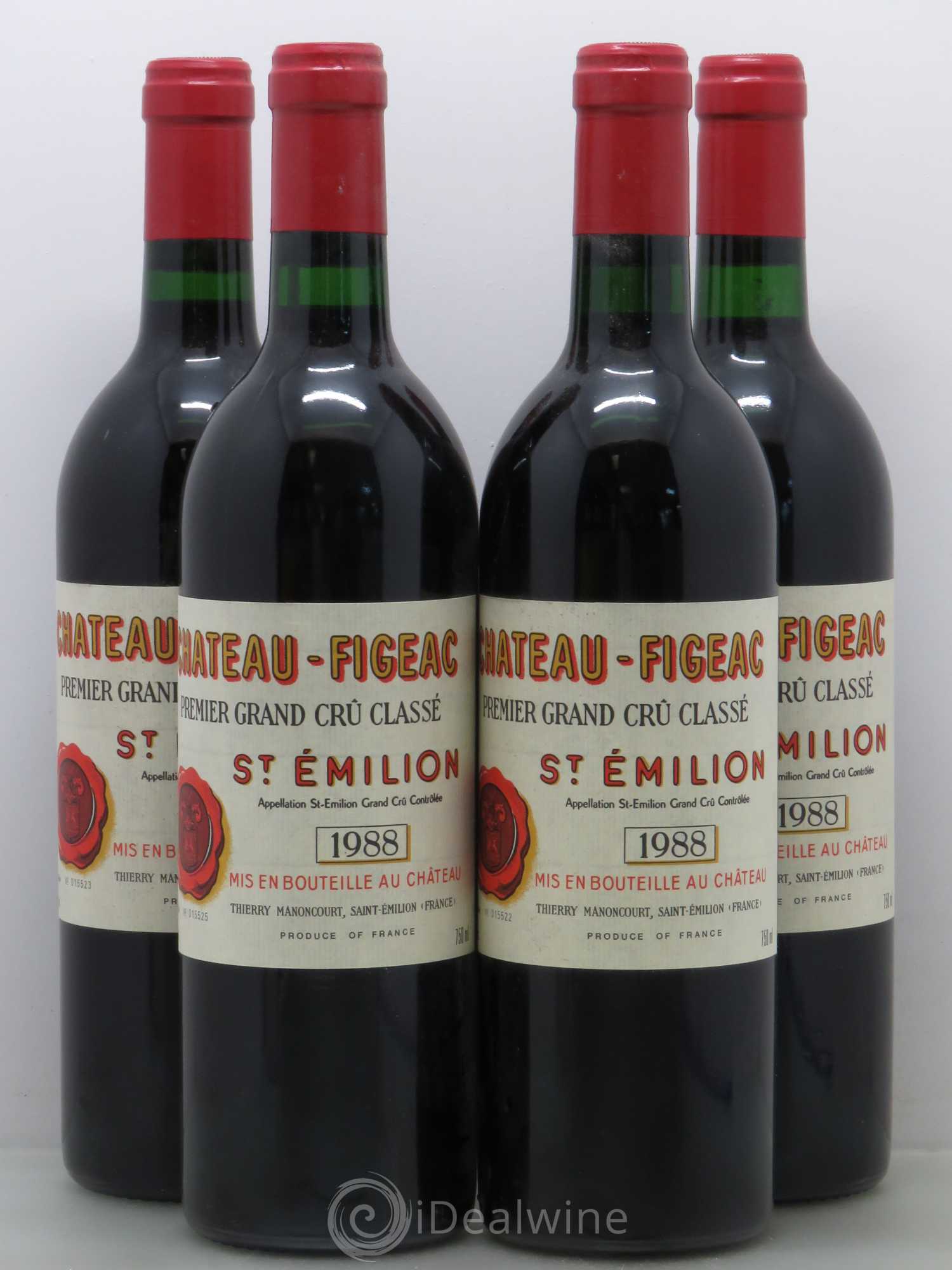 Château Figeac 1er Grand Cru Classé A 1988 - Lot de 4 bouteilles - 0