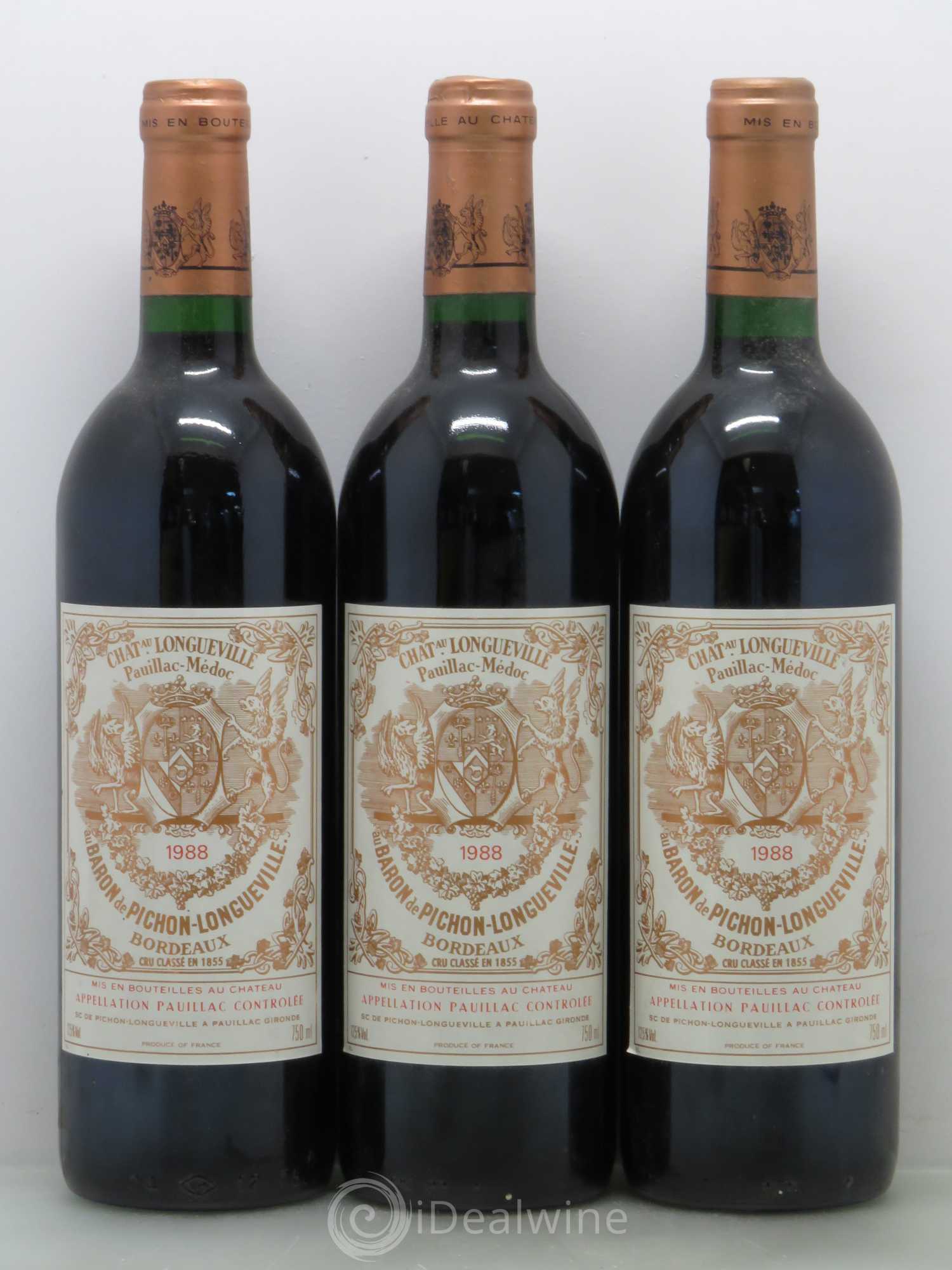 Pichon Longueville Baron 2ème Grand Cru Classé 1988 - Lot de 3 bouteilles - 0