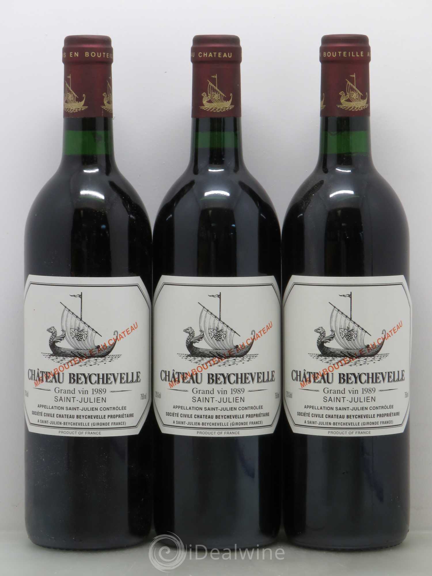 Château Beychevelle 4ème Grand Cru Classé 1989 - Lot de 3 bouteilles - 0