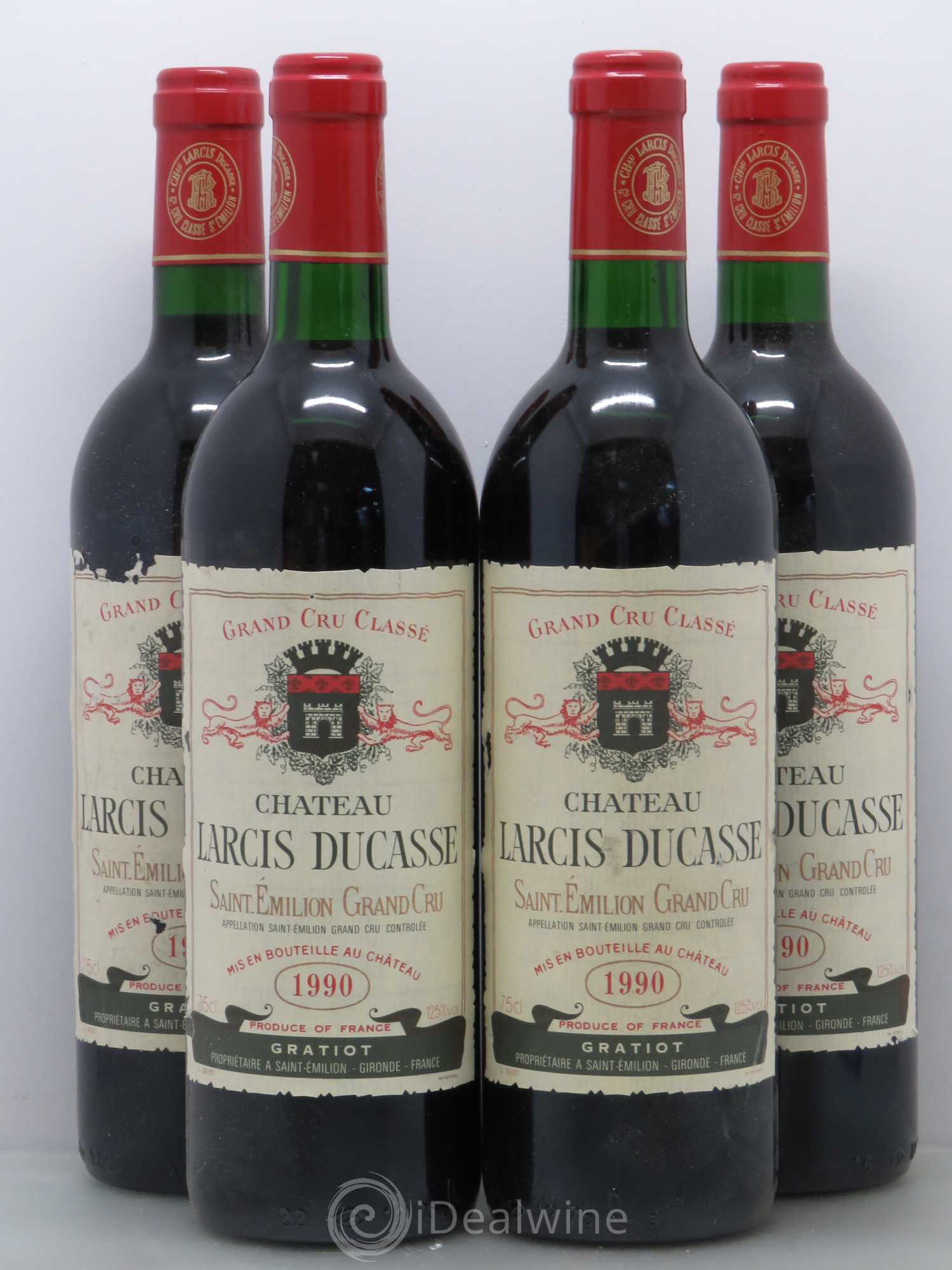 Château Larcis Ducasse 1er Grand Cru Classé B 1990 - Lot de 4 bouteilles - 0