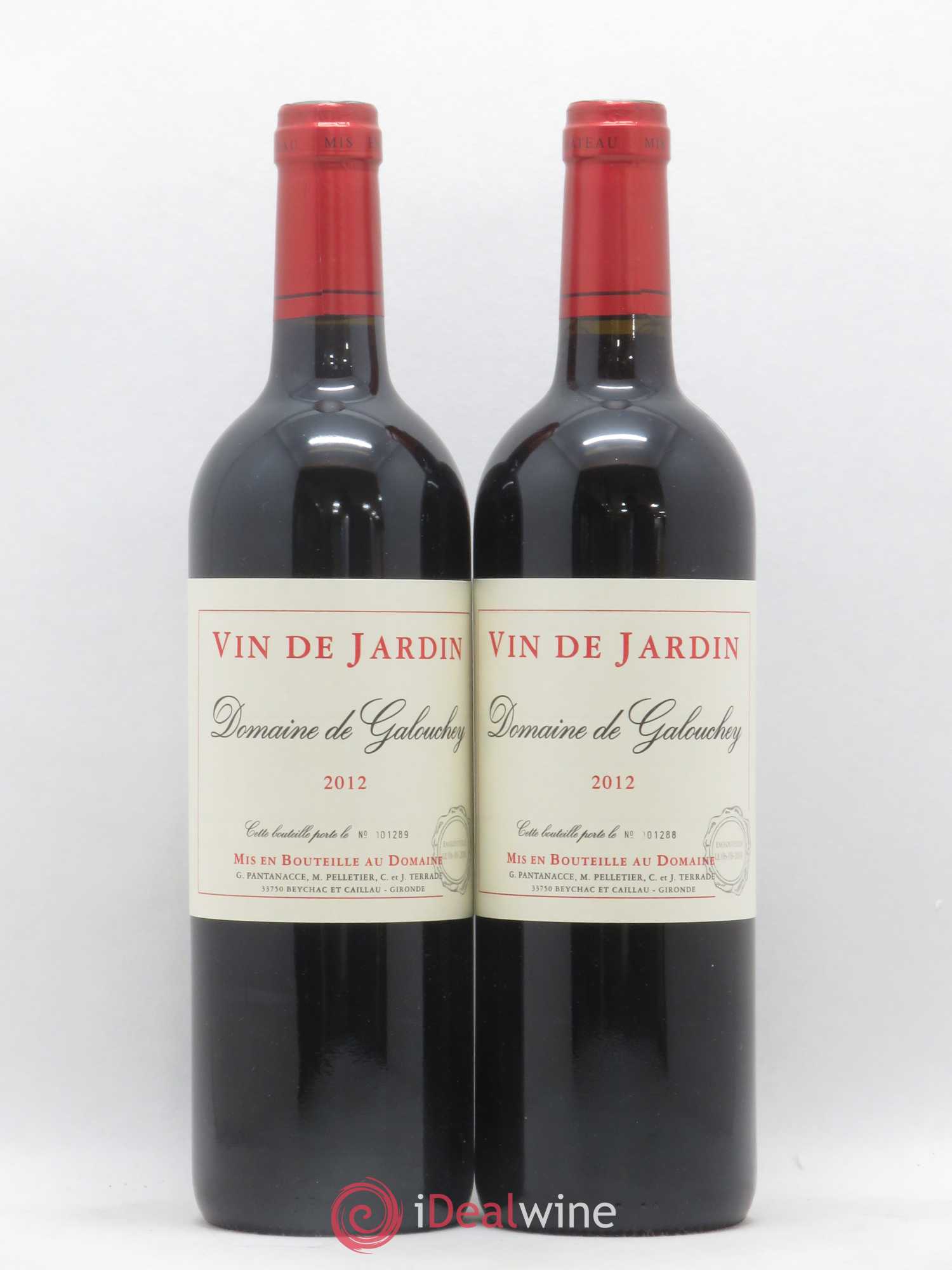 Bordeaux Vin de Jardin Domaine de Galouchey 2012 - Lot de 2 bouteilles - 0