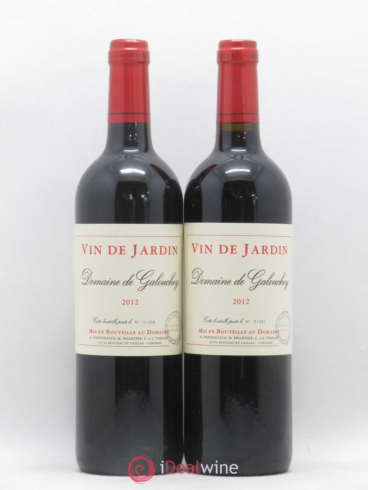 Bordeaux Vin de Jardin Domaine de Galouchey 2012 - Lot de 2 bouteilles - 0