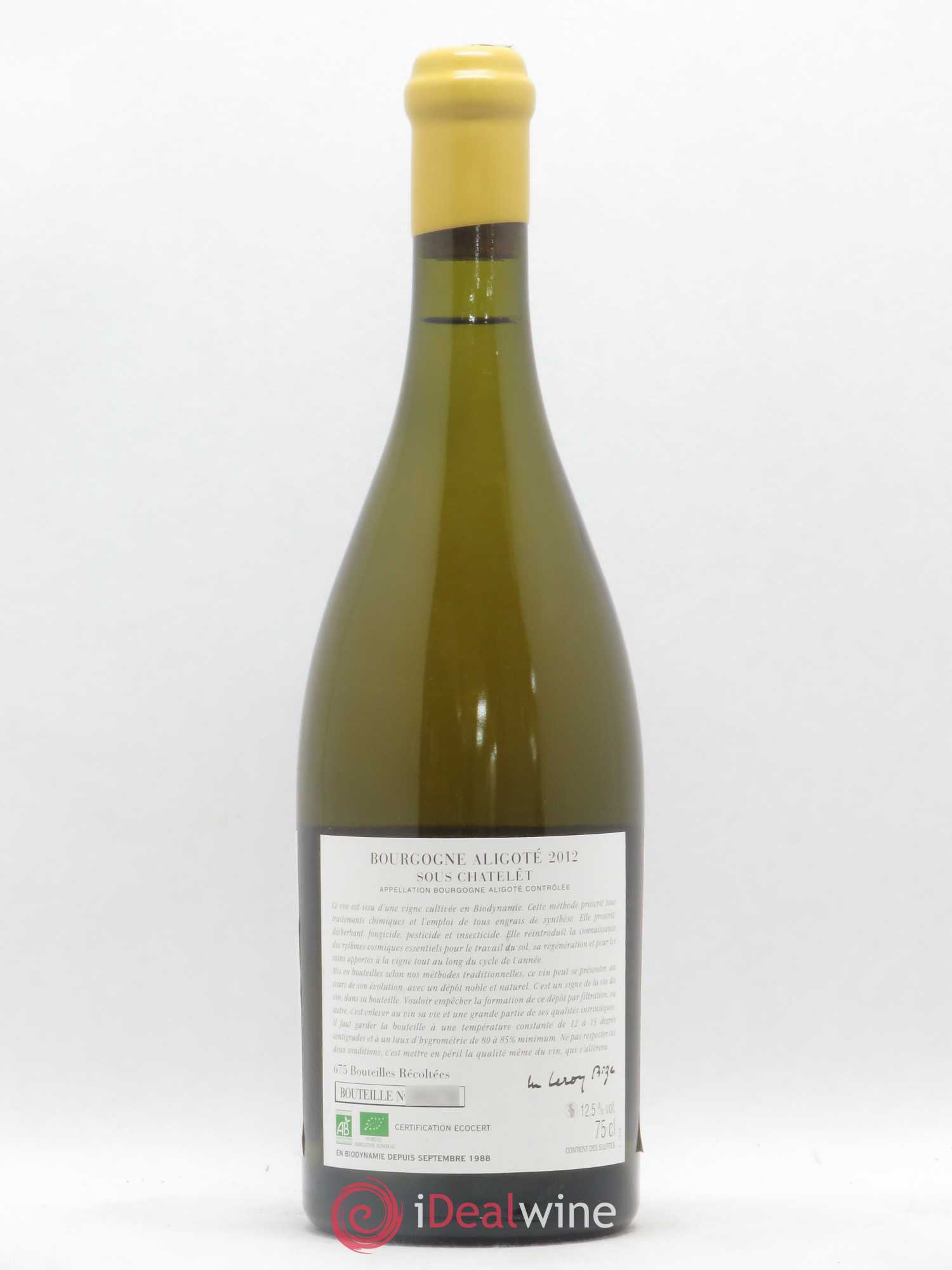 Bourgogne Aligoté Sous Chatelet d'Auvenay (Domaine) 2012 - Lot de 1 bouteille - 1