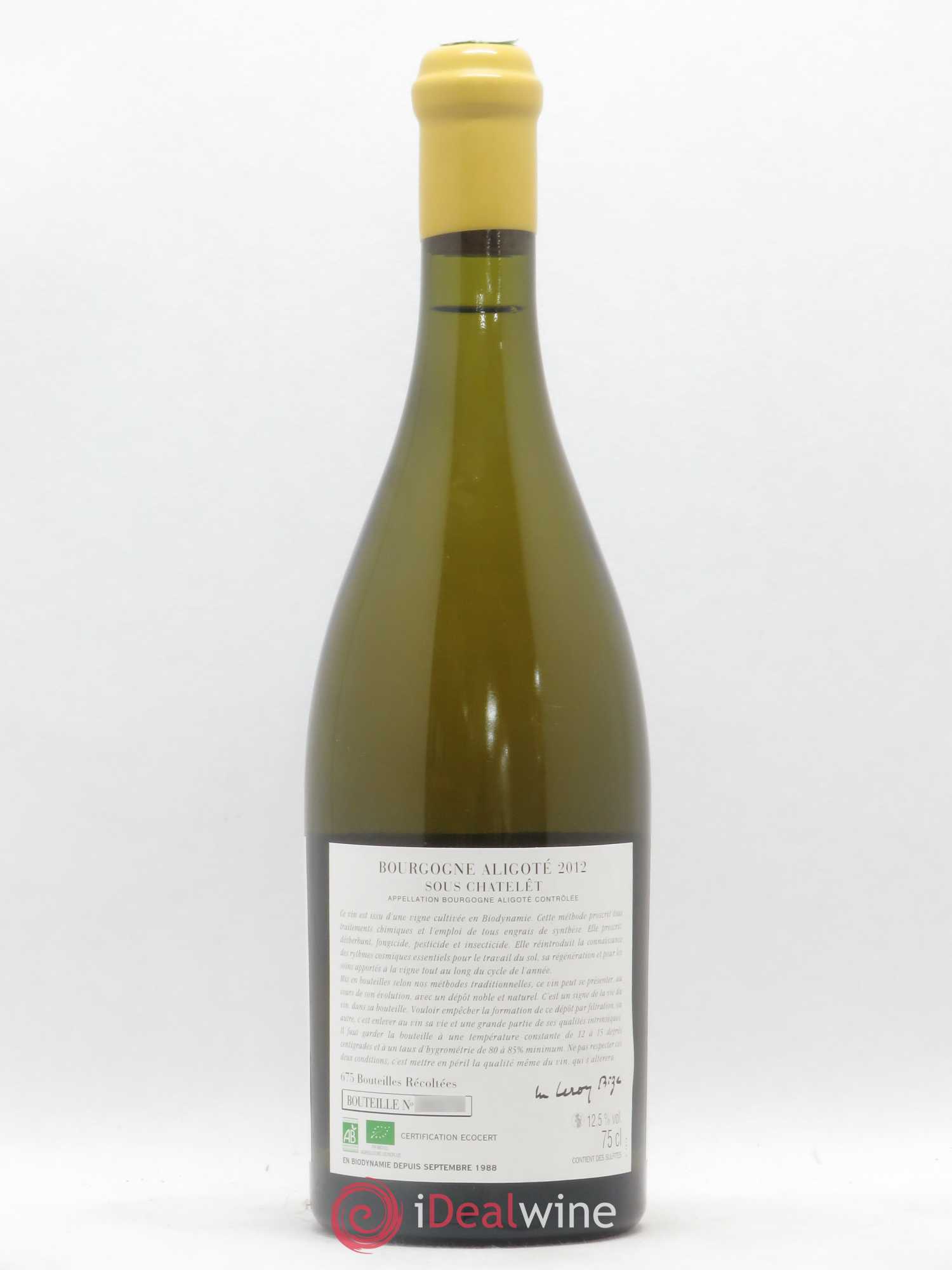 Bourgogne Aligoté Sous Chatelet d'Auvenay (Domaine) 2012 - Lot de 1 bouteille - 1