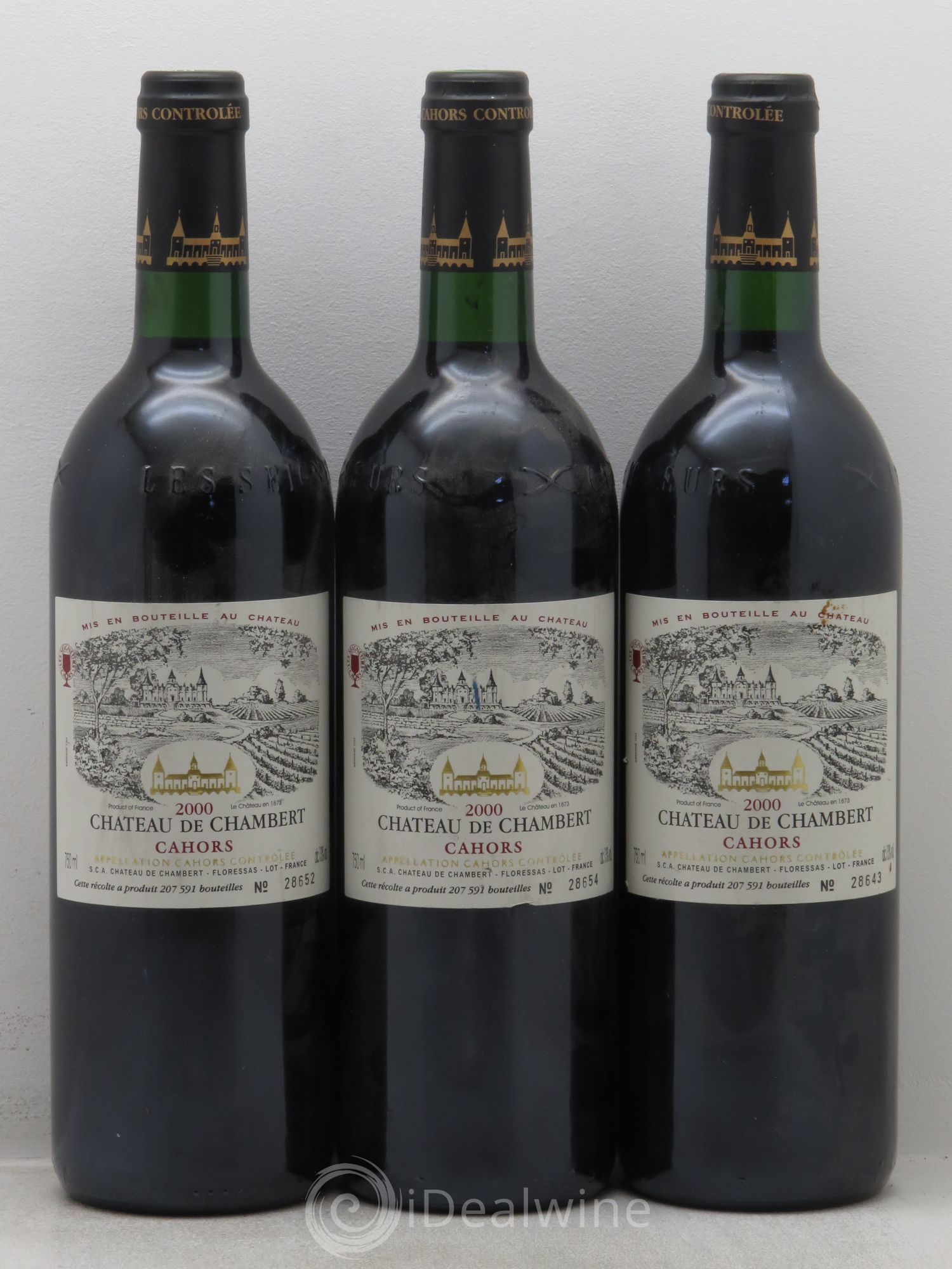 Cahors Château de Chambert 2000 - Lot de 3 bouteilles - 0
