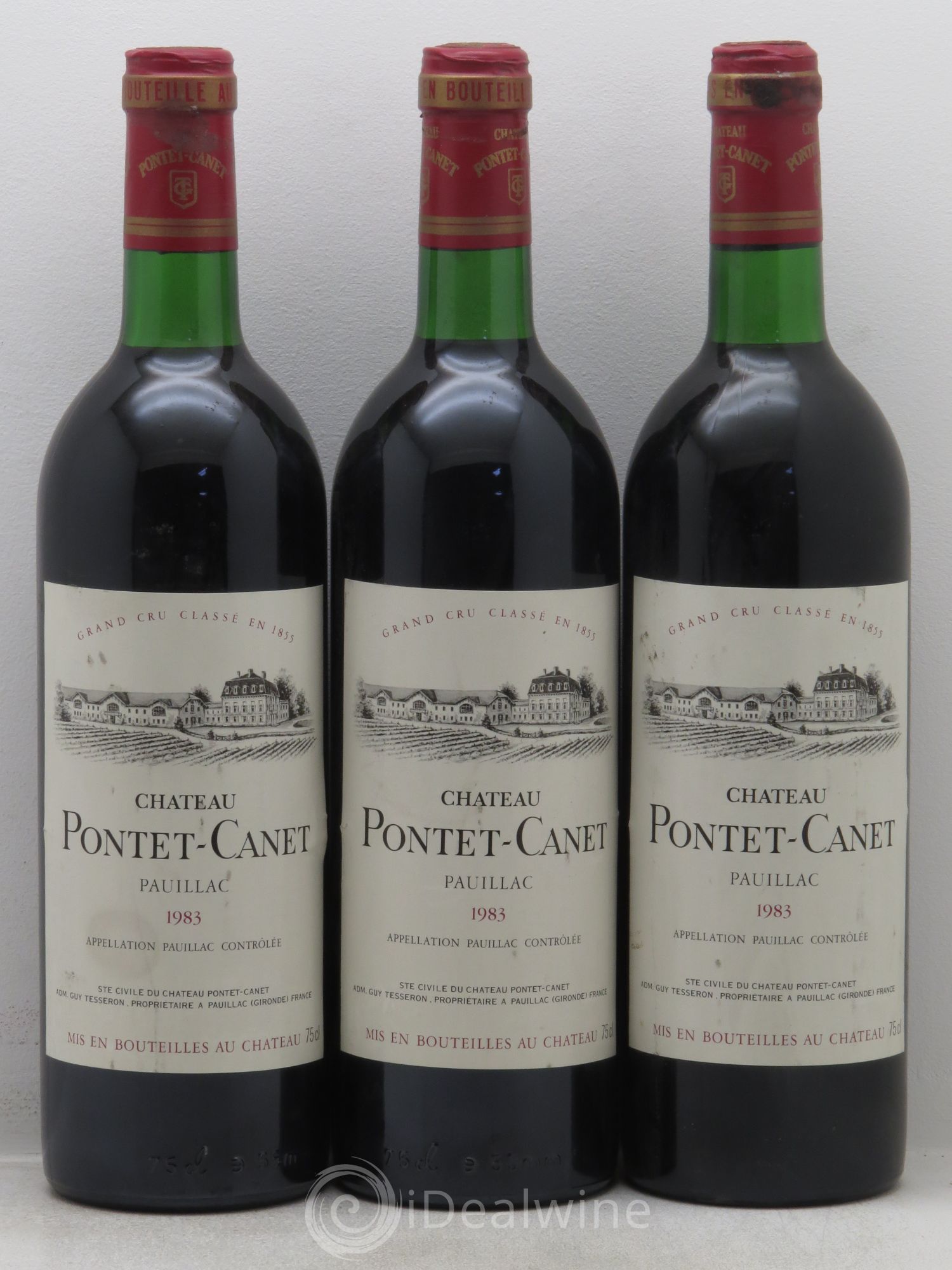 Château Pontet Canet 5ème Grand Cru Classé 1983 - Lot de 3 bouteilles - 0
