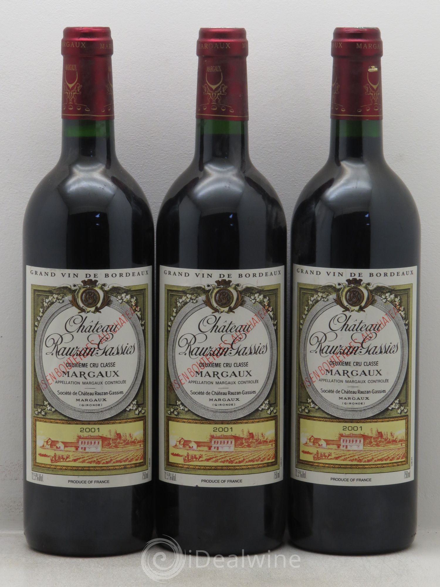 Château Rauzan-Gassies 2ème Grand Cru Classé 2001 - Lot de 3 bouteilles - 0
