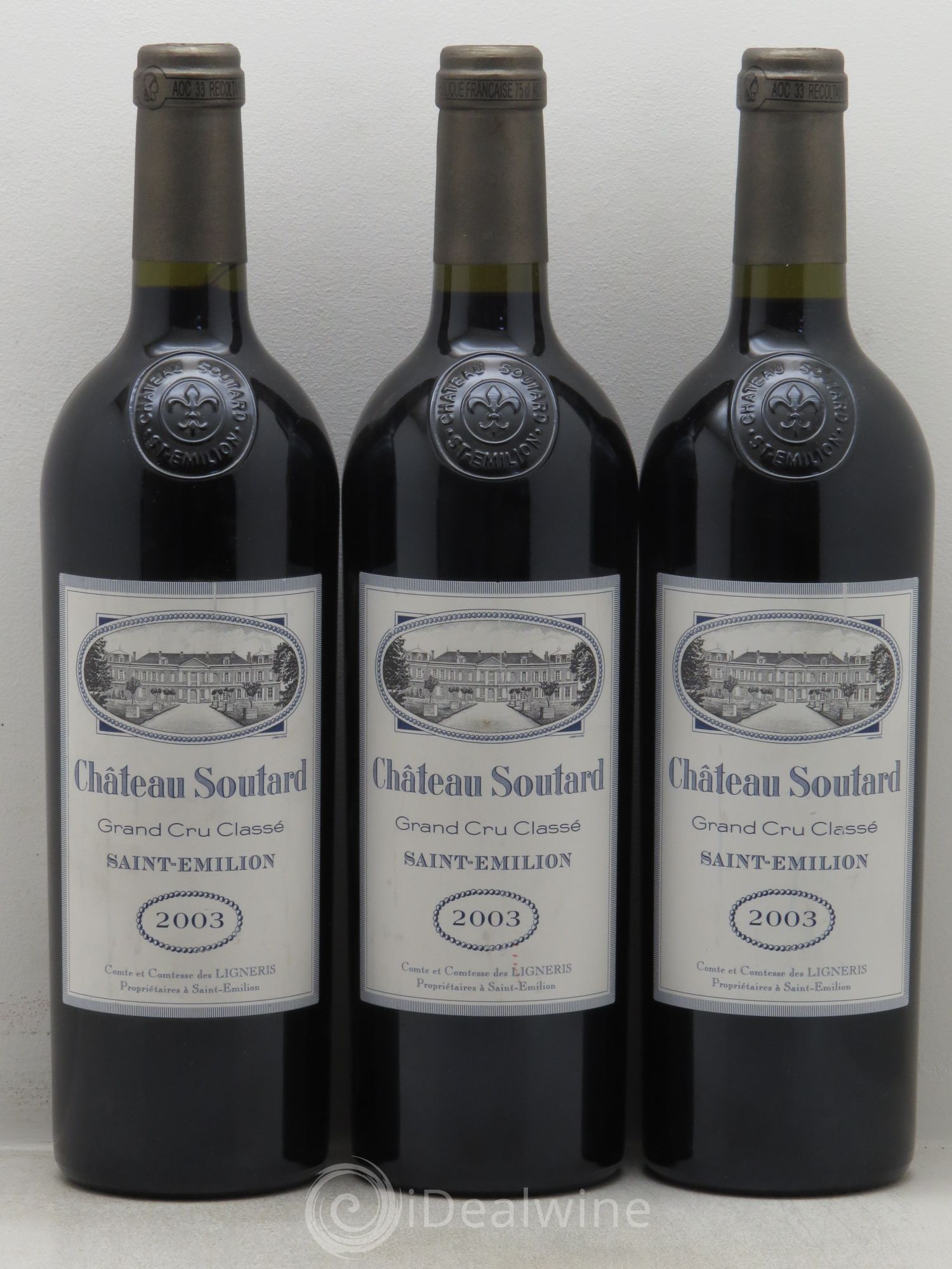 Château Soutard Grand Cru Classé 2003 - Lot de 3 bouteilles - 0